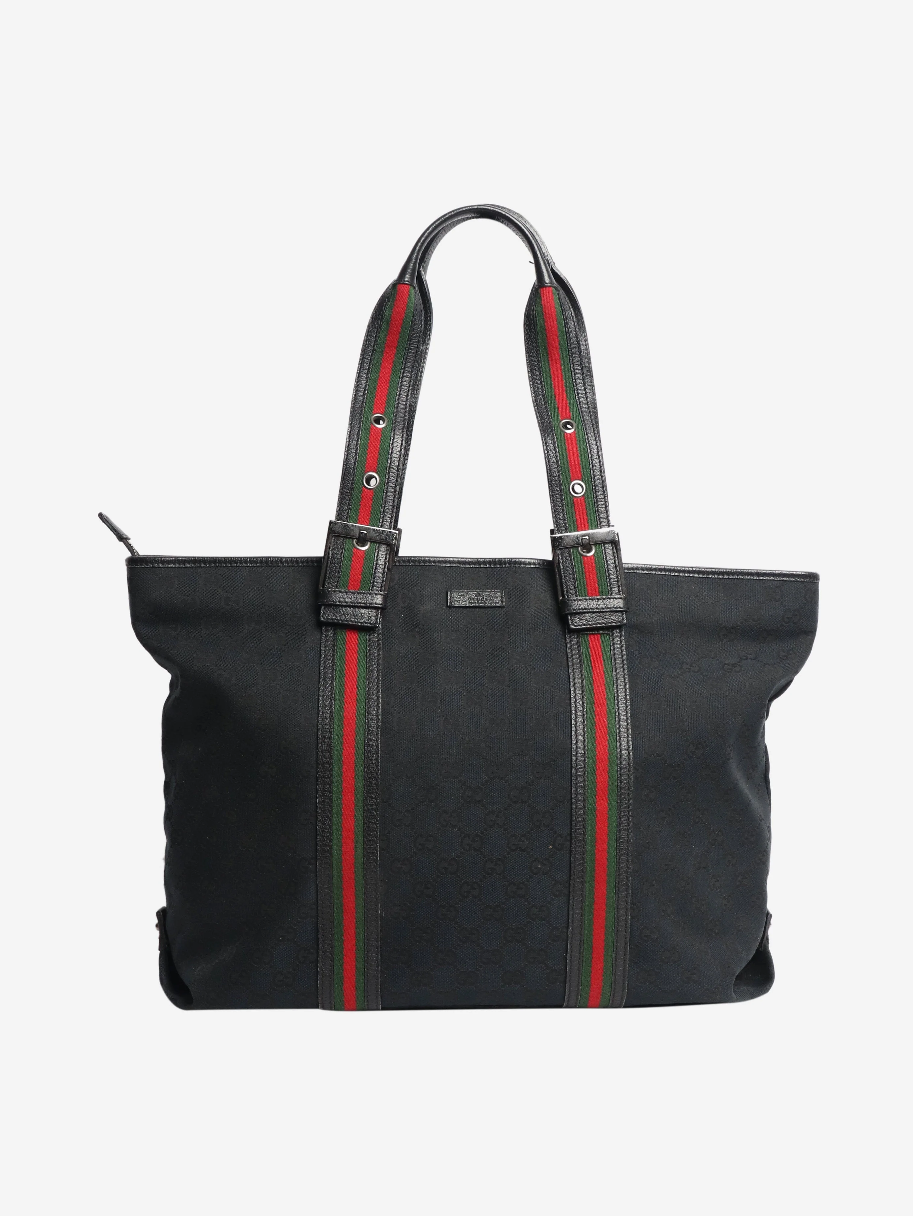 Black GG canvas belted handle bag