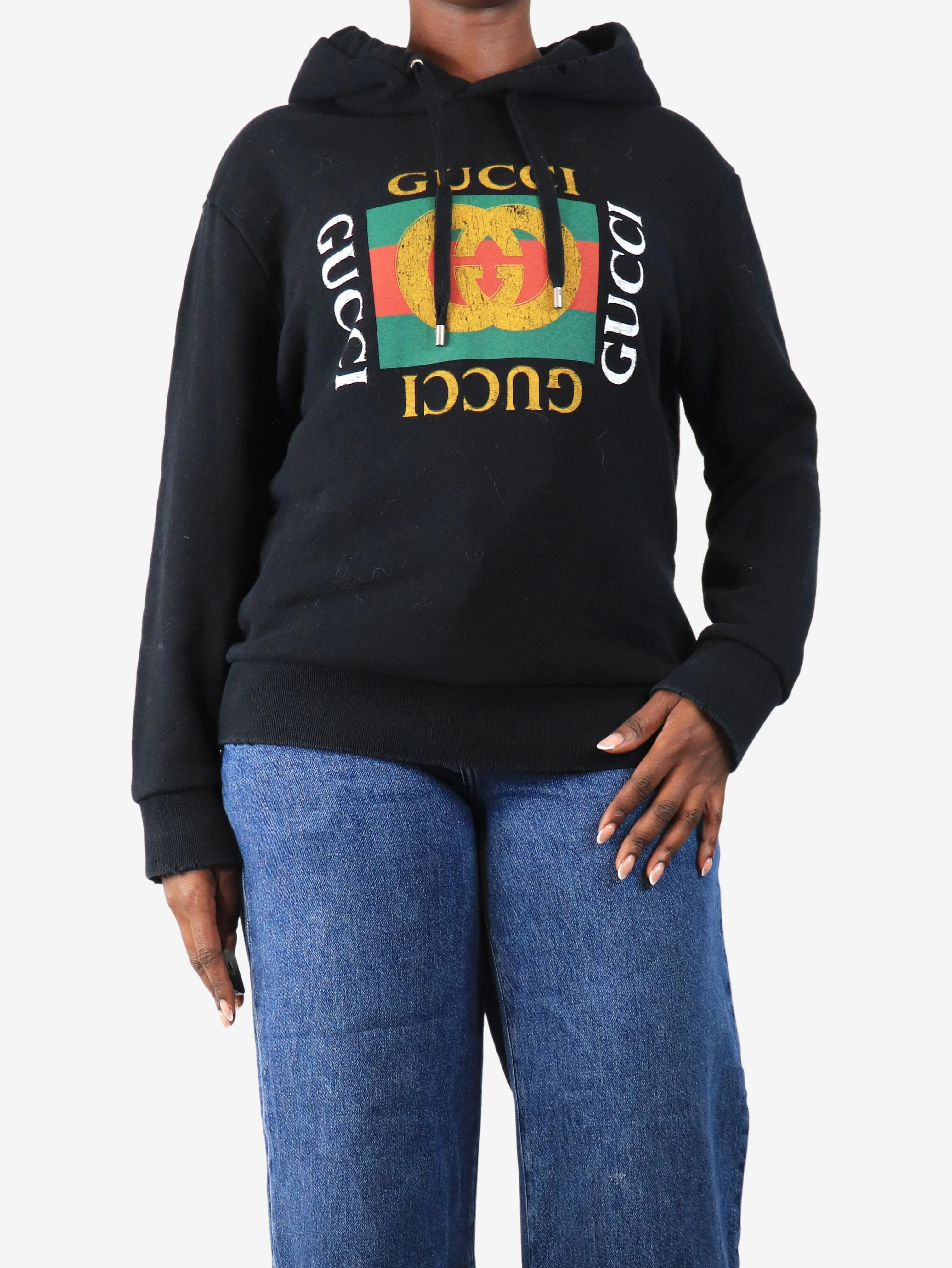 Black graphic logo hoodie - size M - Image 3