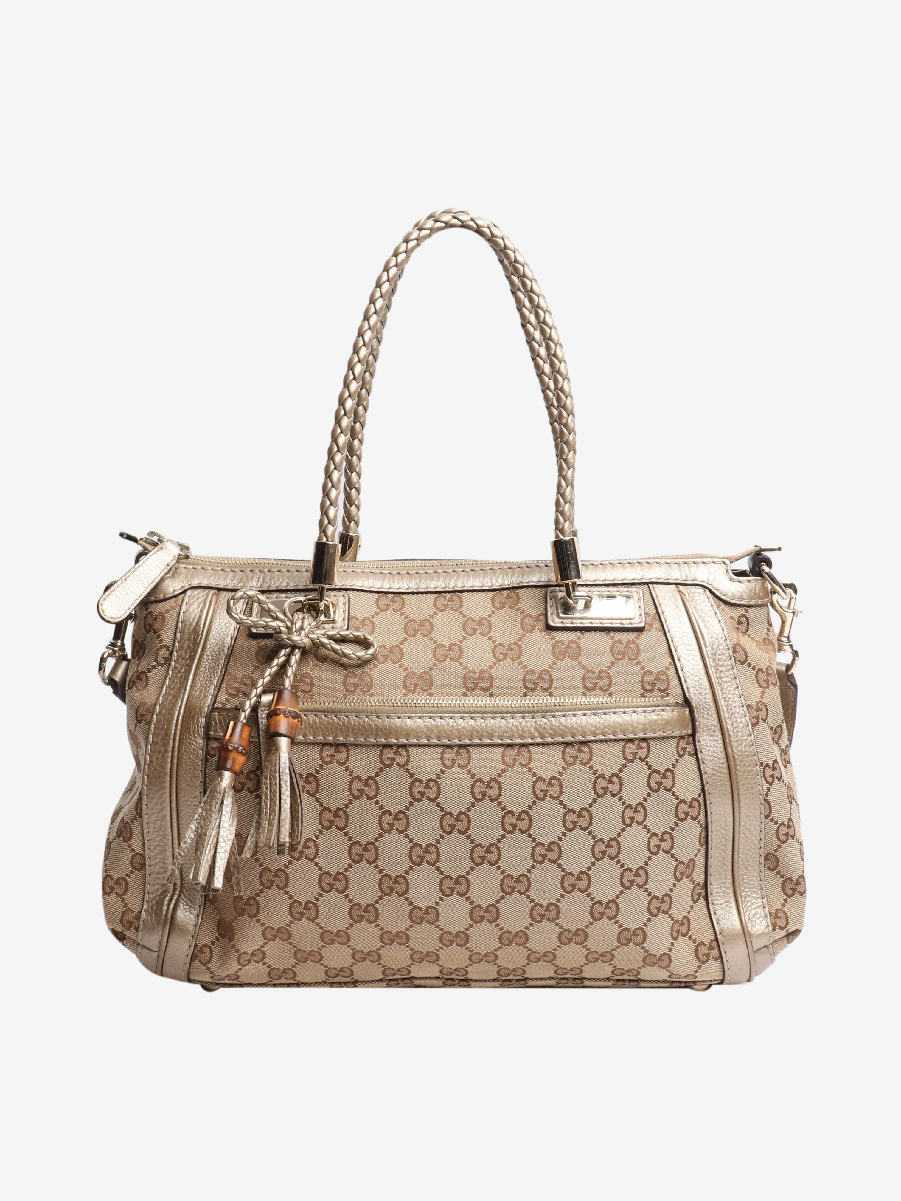 Brown Bella Ribbon Tassel tote bag