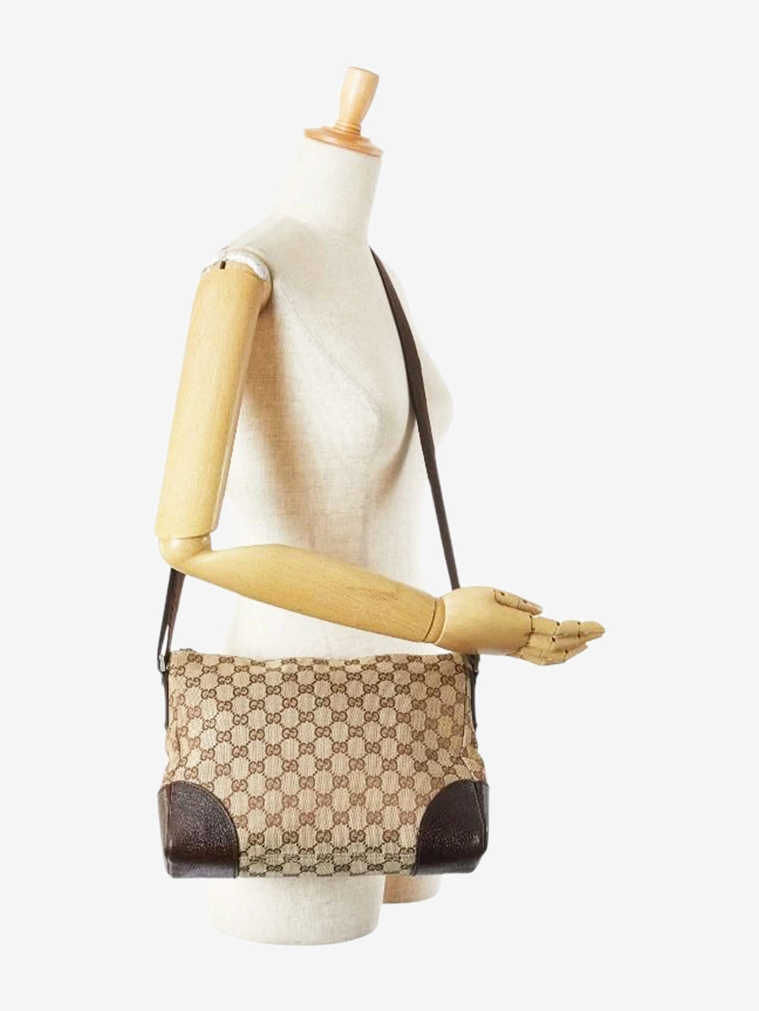 Brown GG canvas and leather shoulder bag - Image 2