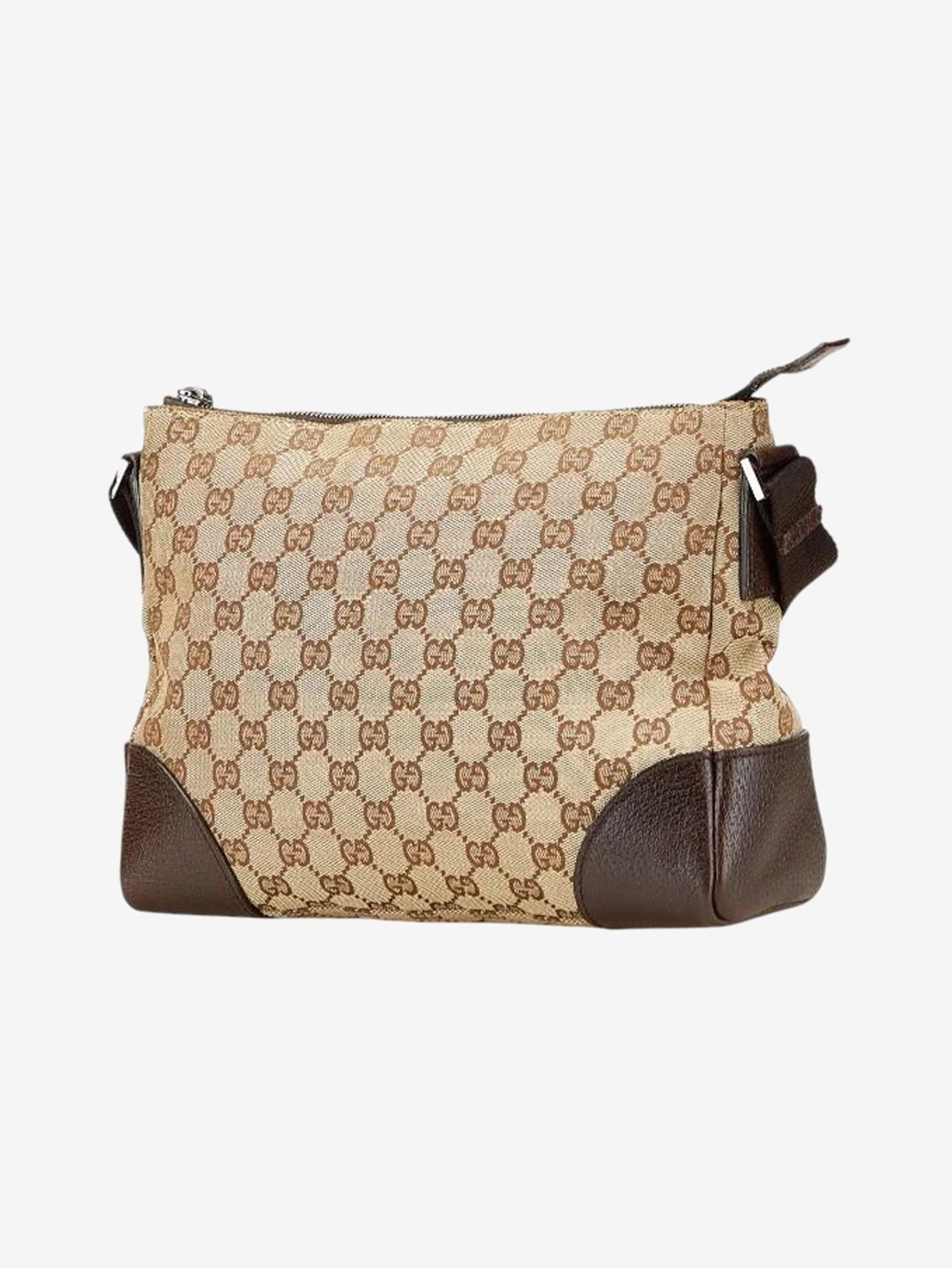 Brown GG canvas and leather shoulder bag - Image 3
