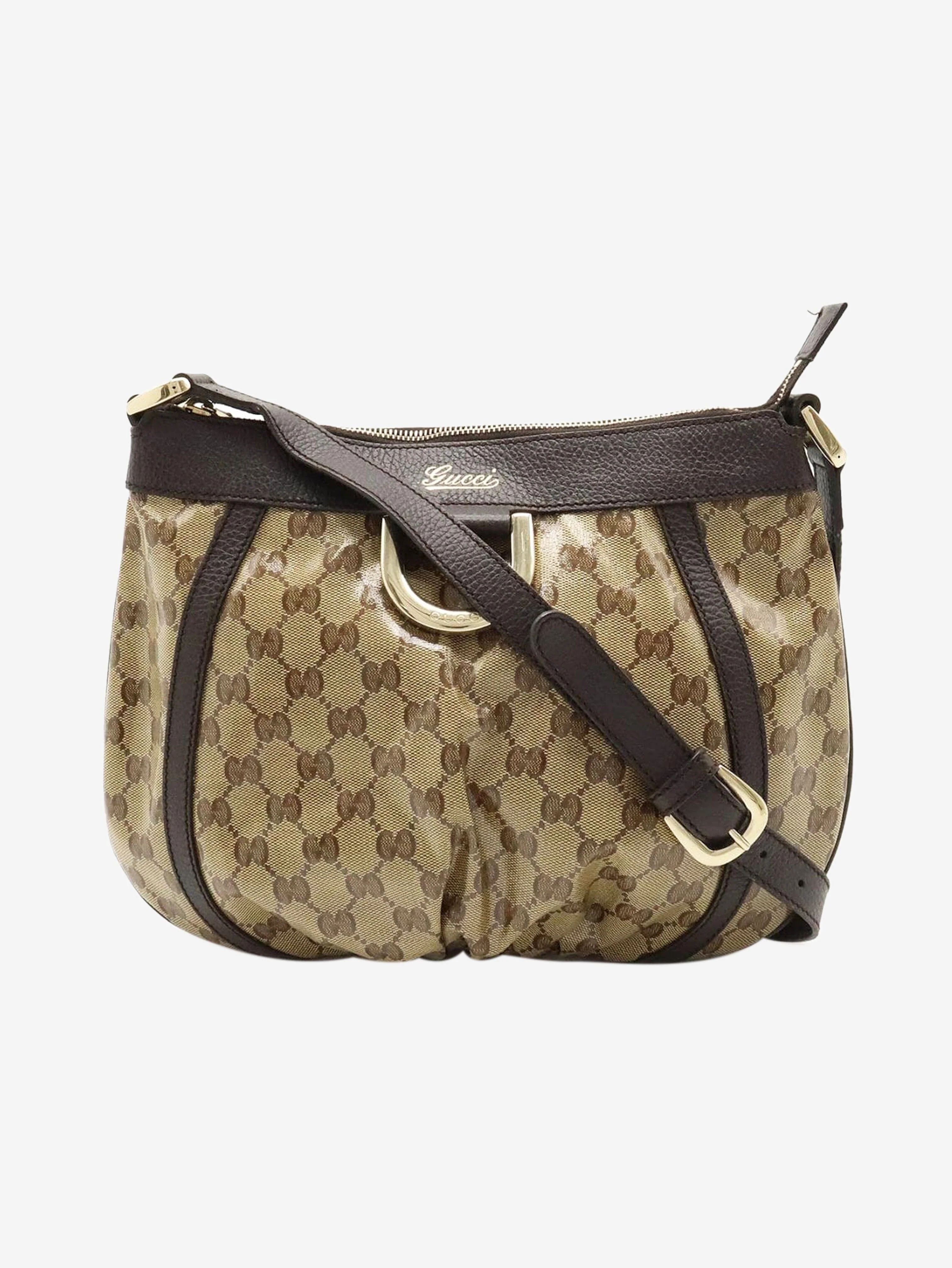 Brown GG canvas coated shoulder bag