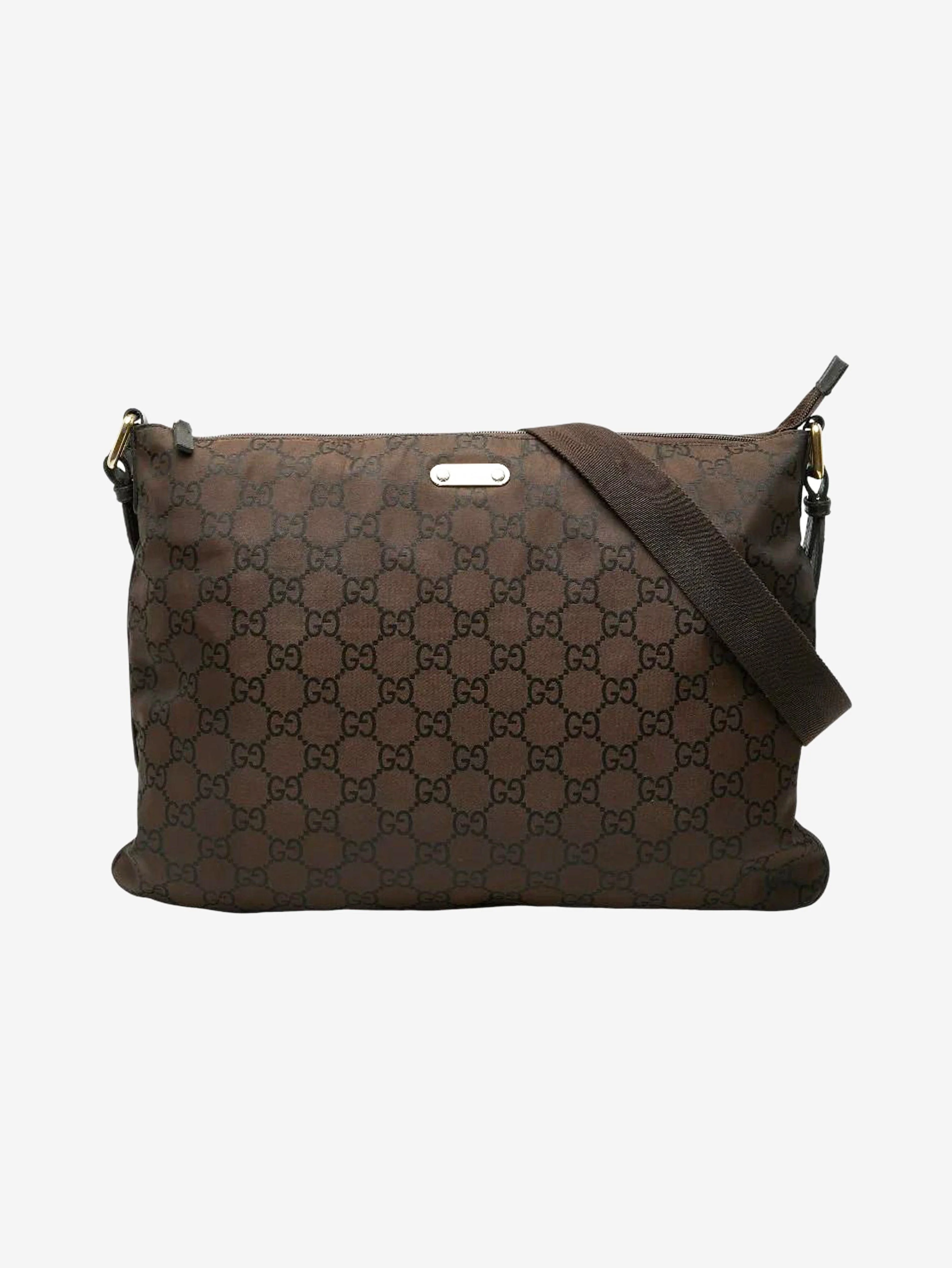 Brown GG nylon shoulder bag