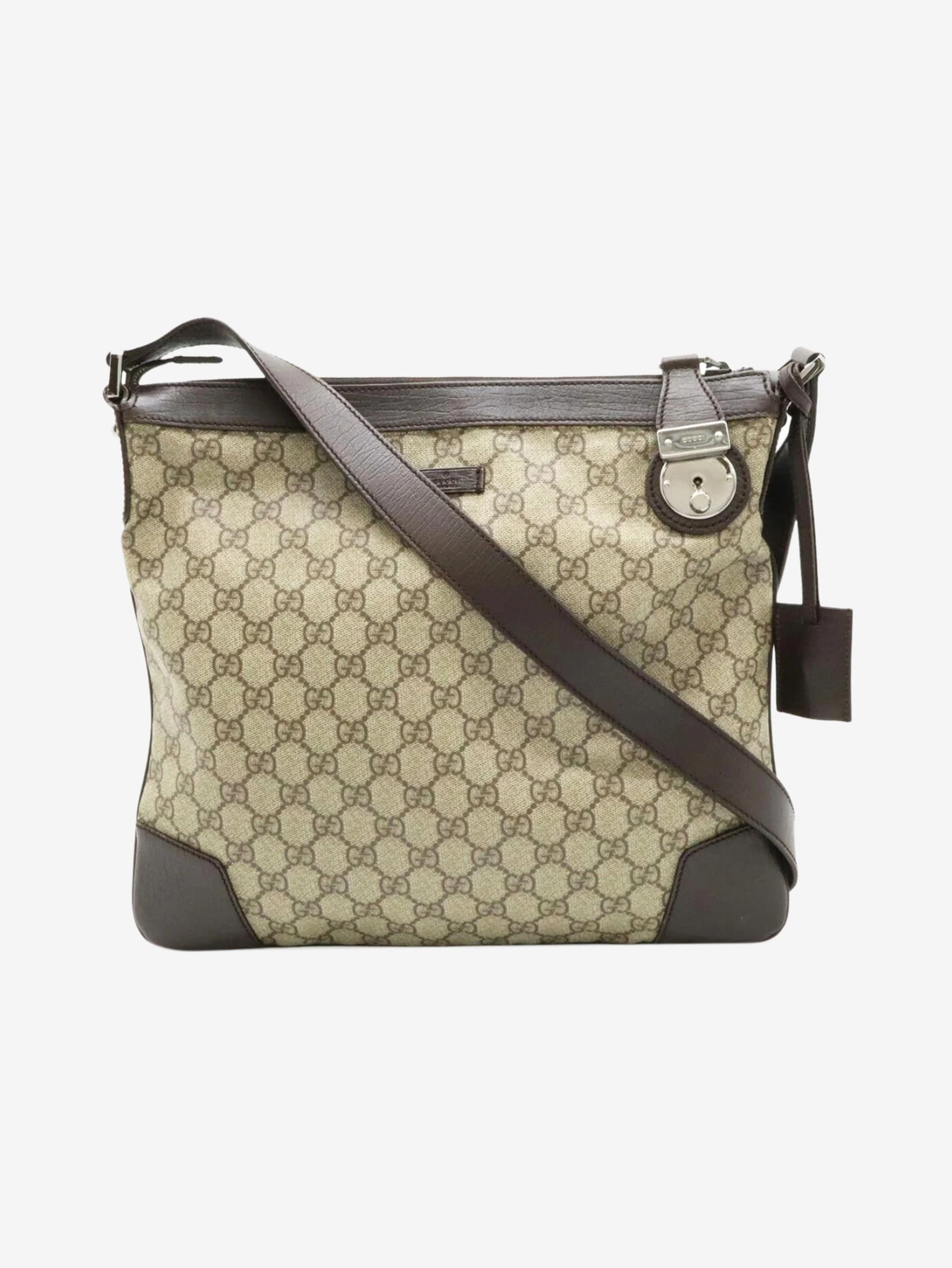Brown GG Supreme canvas and leather shoulder bag