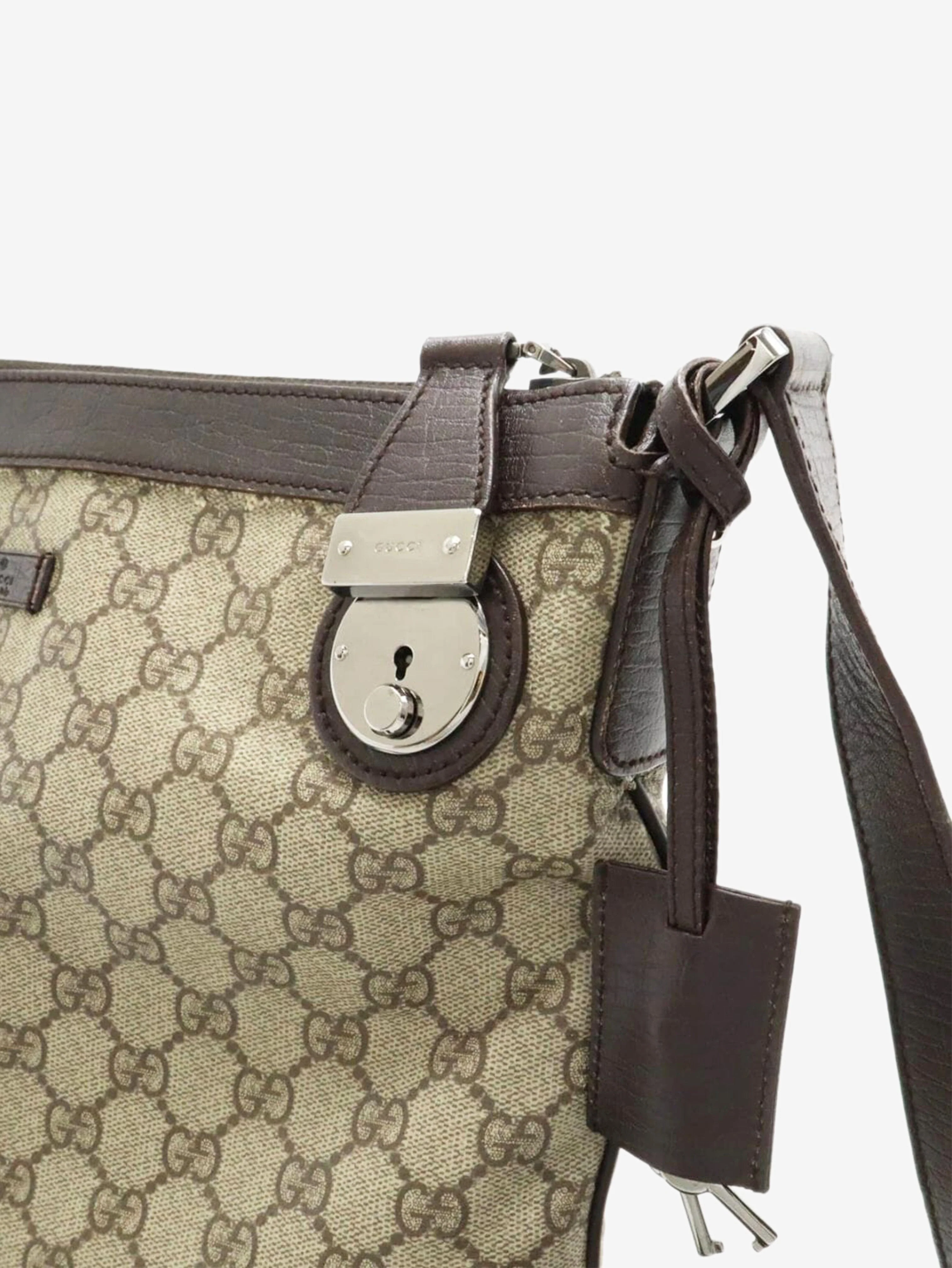 Brown GG Supreme canvas and leather shoulder bag - Image 6
