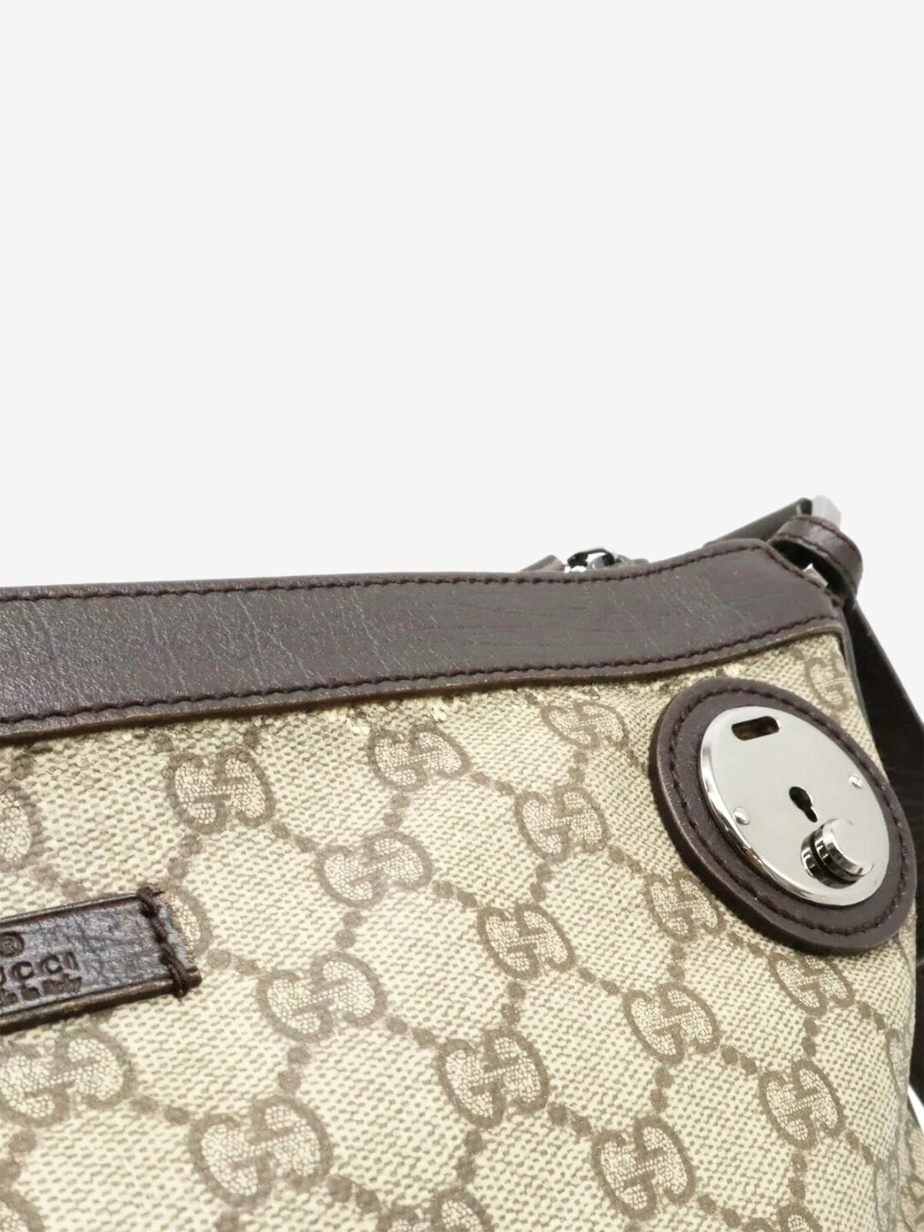 Brown GG Supreme canvas and leather shoulder bag - Image 8