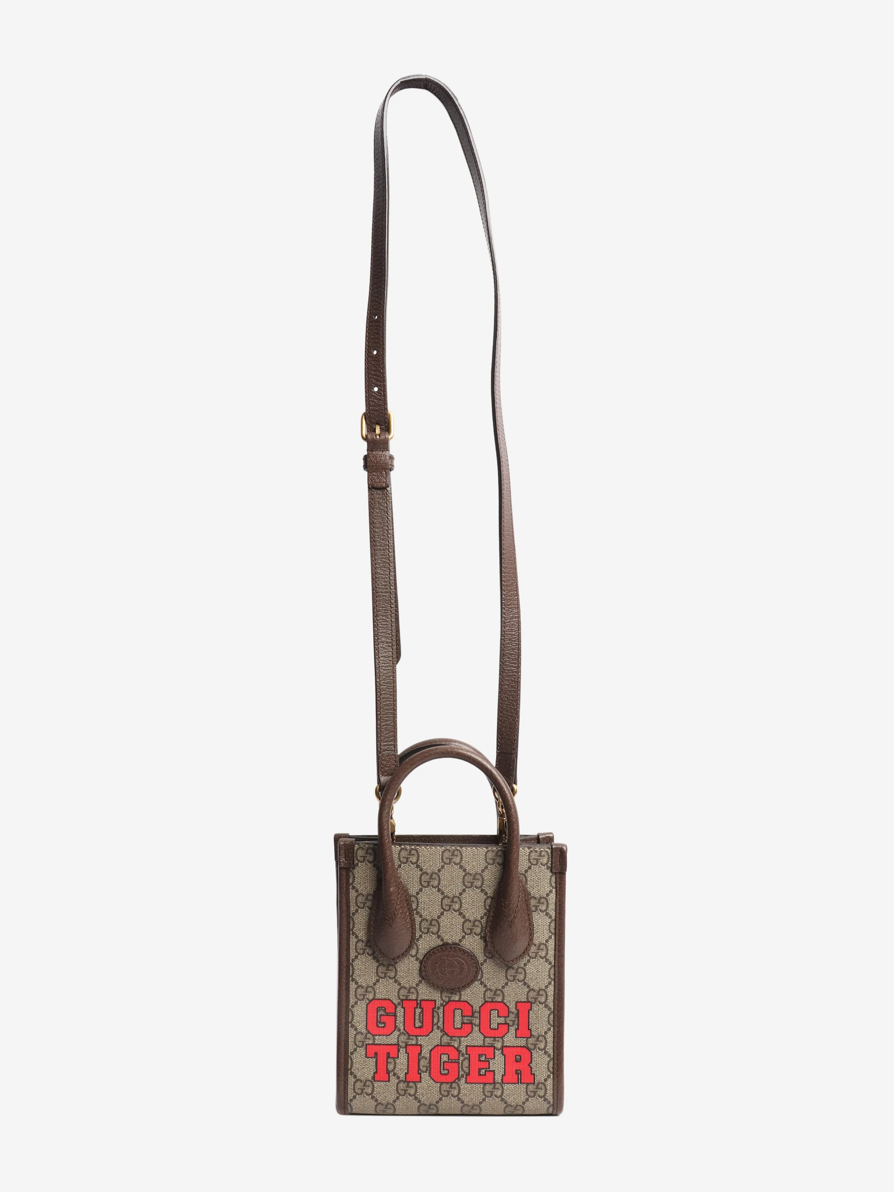 Brown GG Tiger 2way mini tote bag - Image 2
