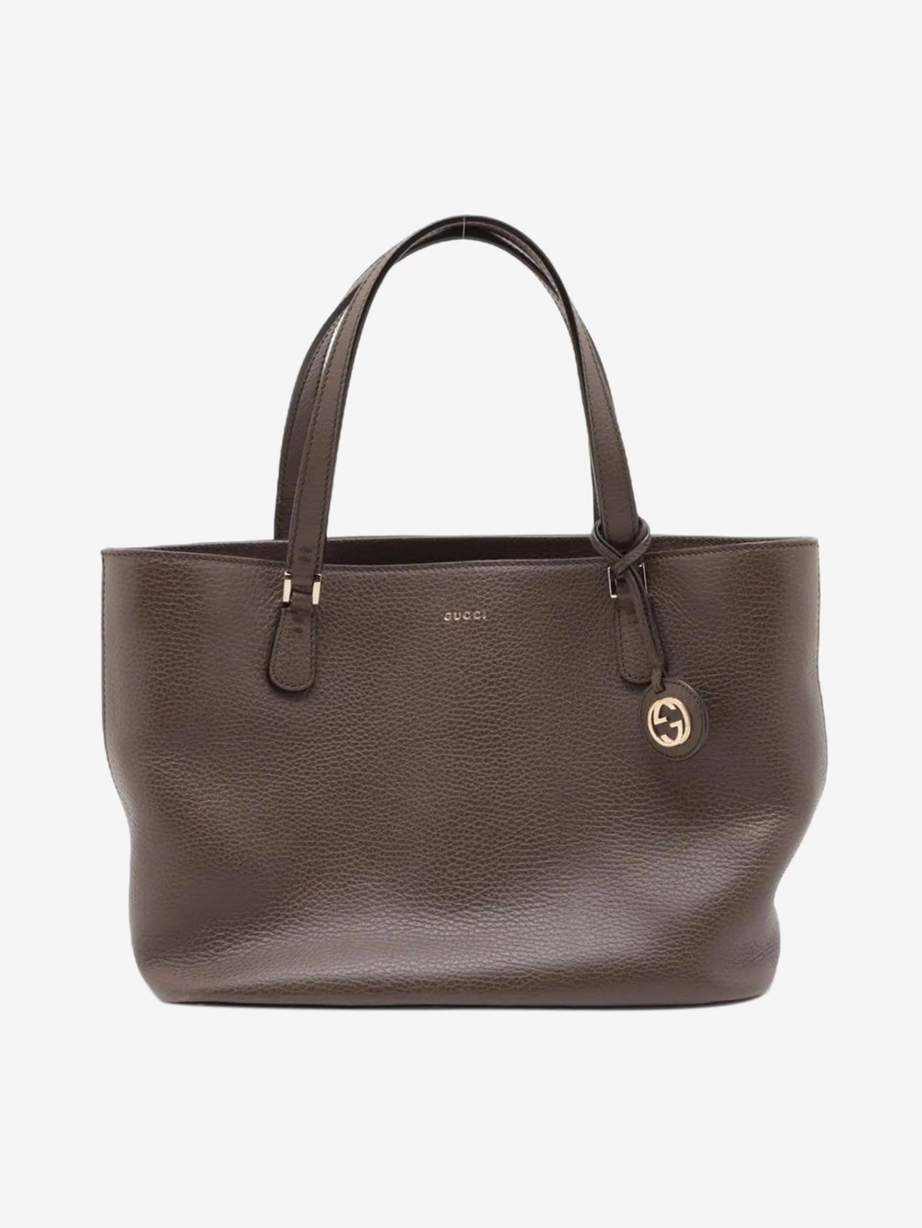 Brown leather top handle bag