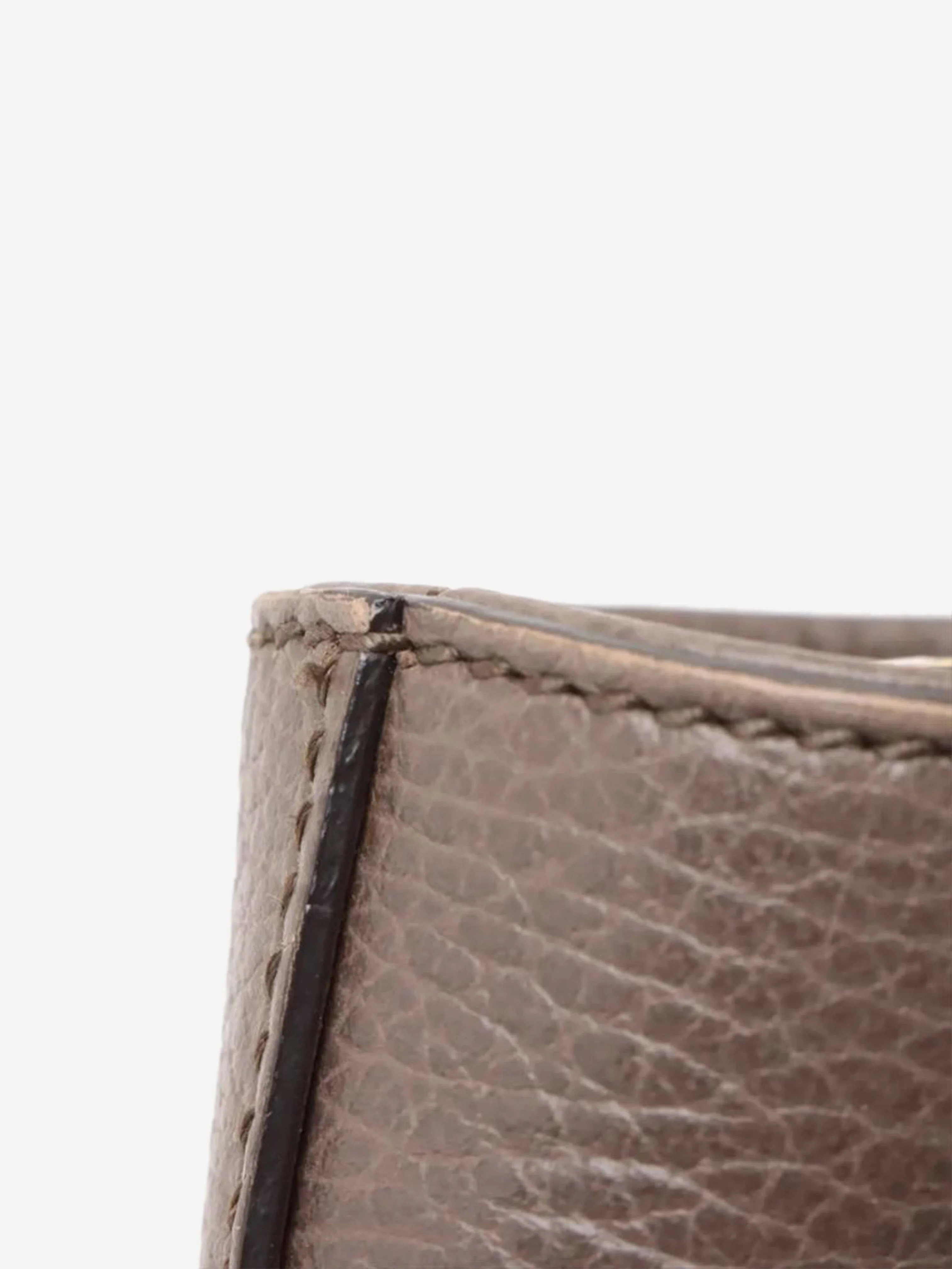 Brown leather top handle bag - Image 10