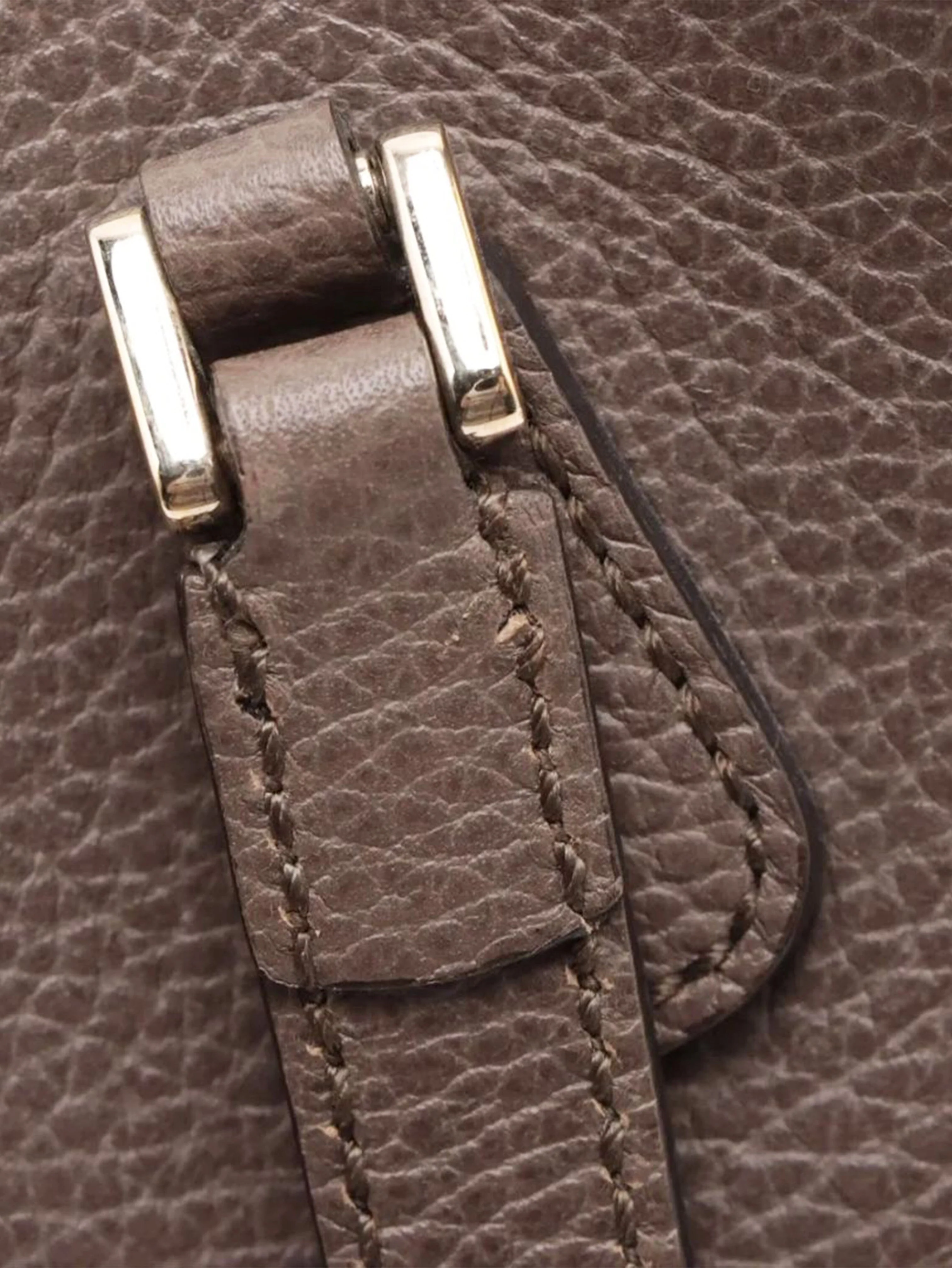 Brown leather top handle bag - Image 9