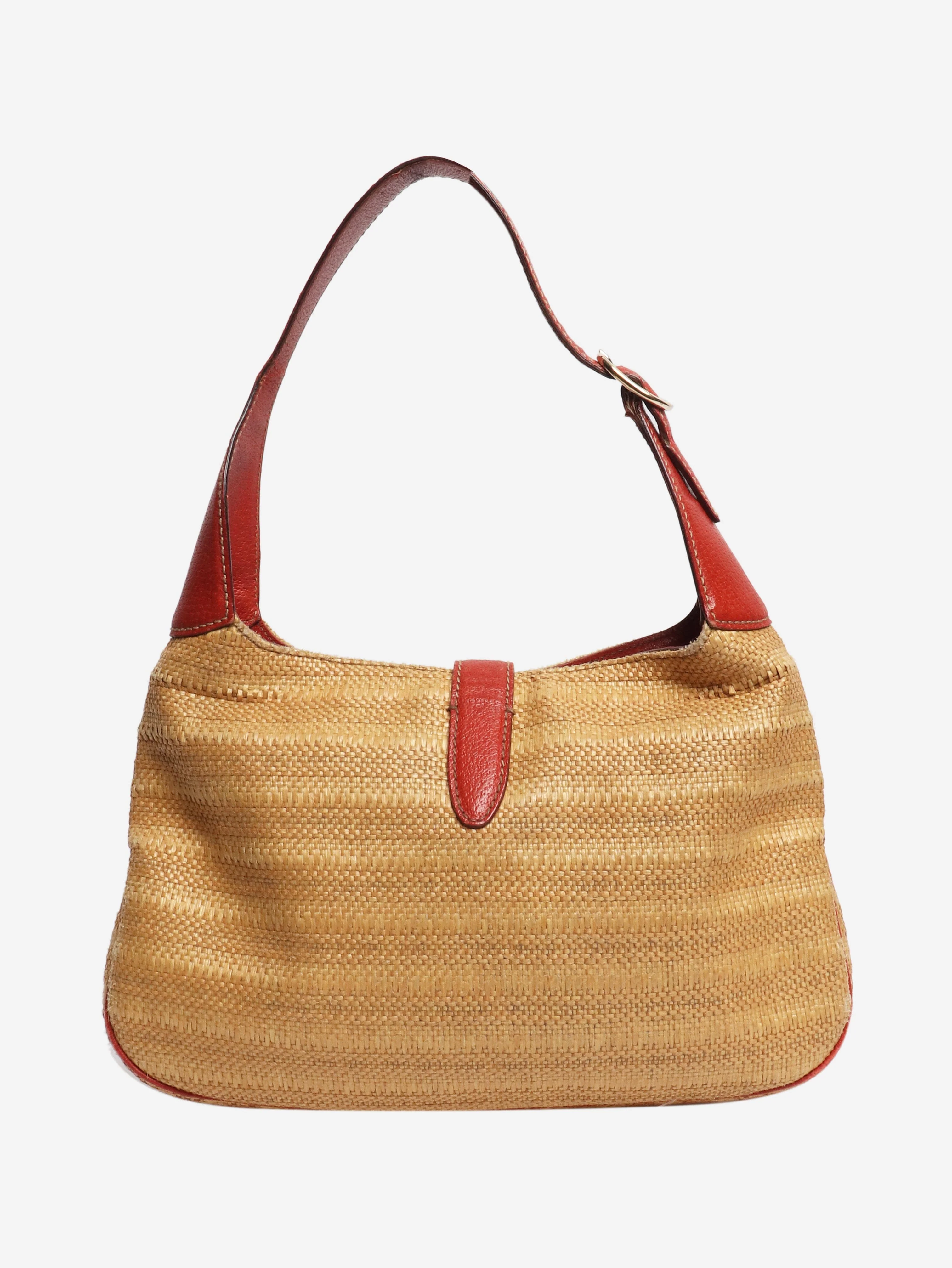 Neutral New Jackie straw and leather shoulder bag - Image 3