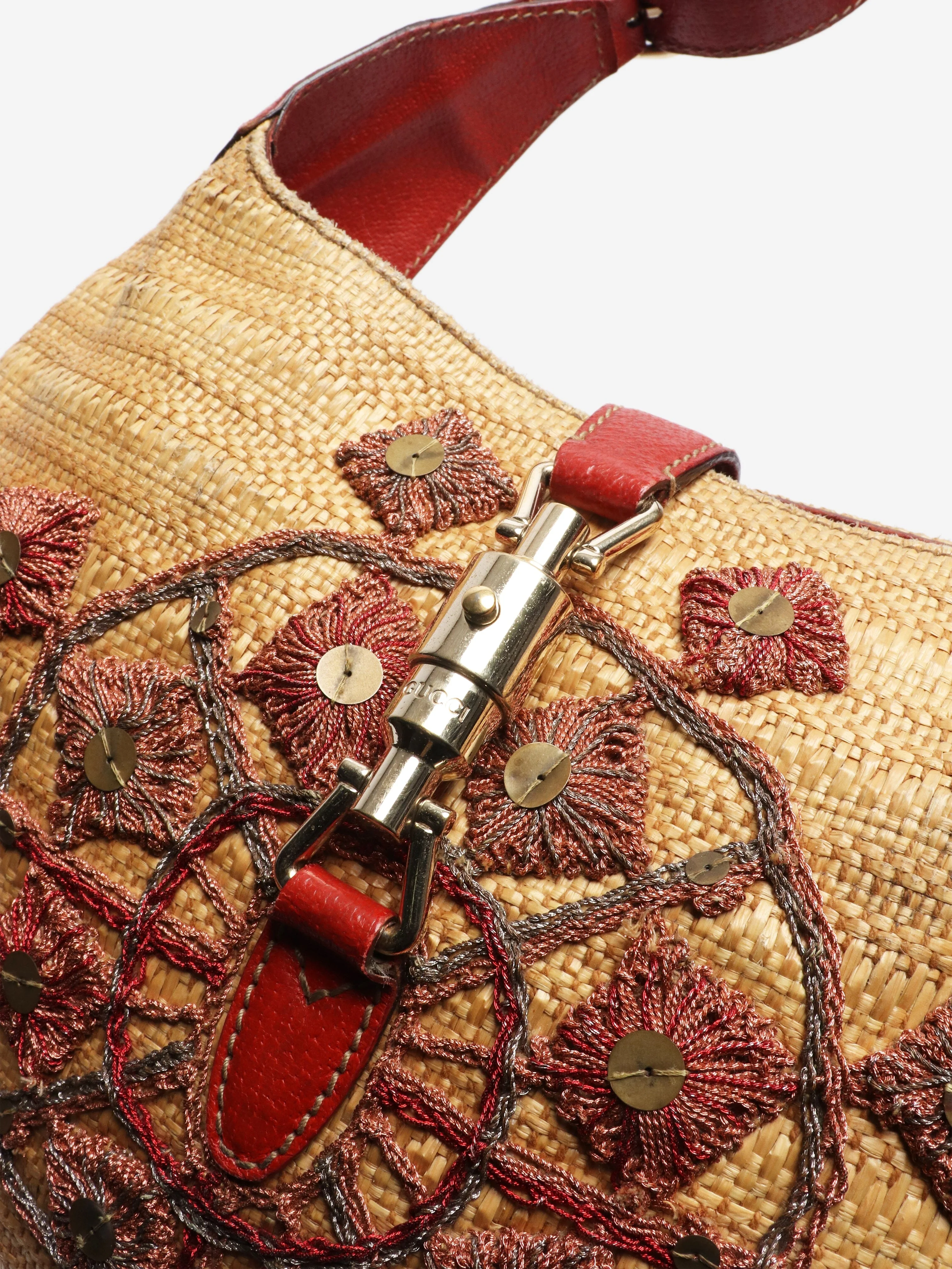 Neutral New Jackie straw and leather shoulder bag - Image 5