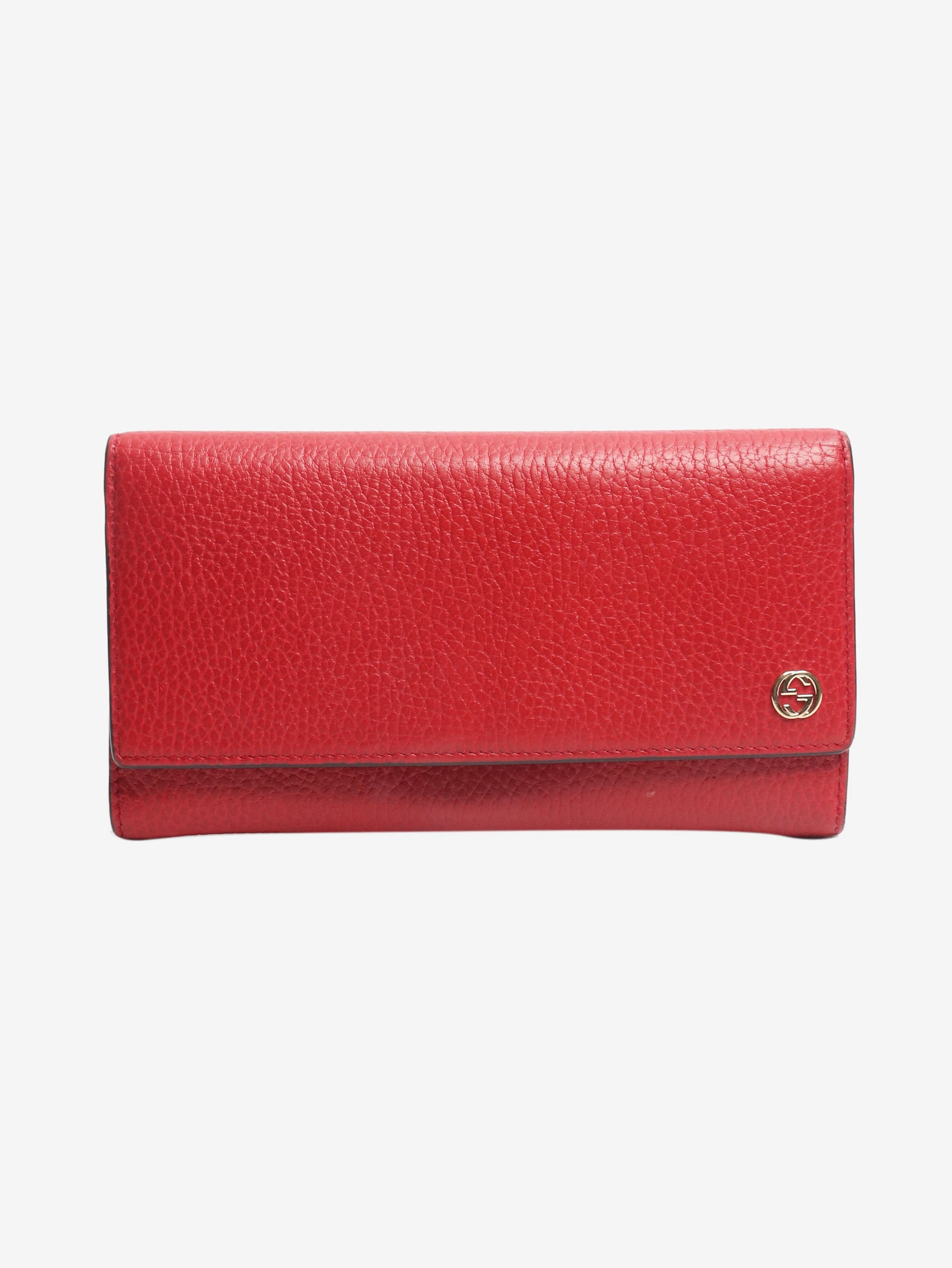 Red Interlocking 2 folds long wallet