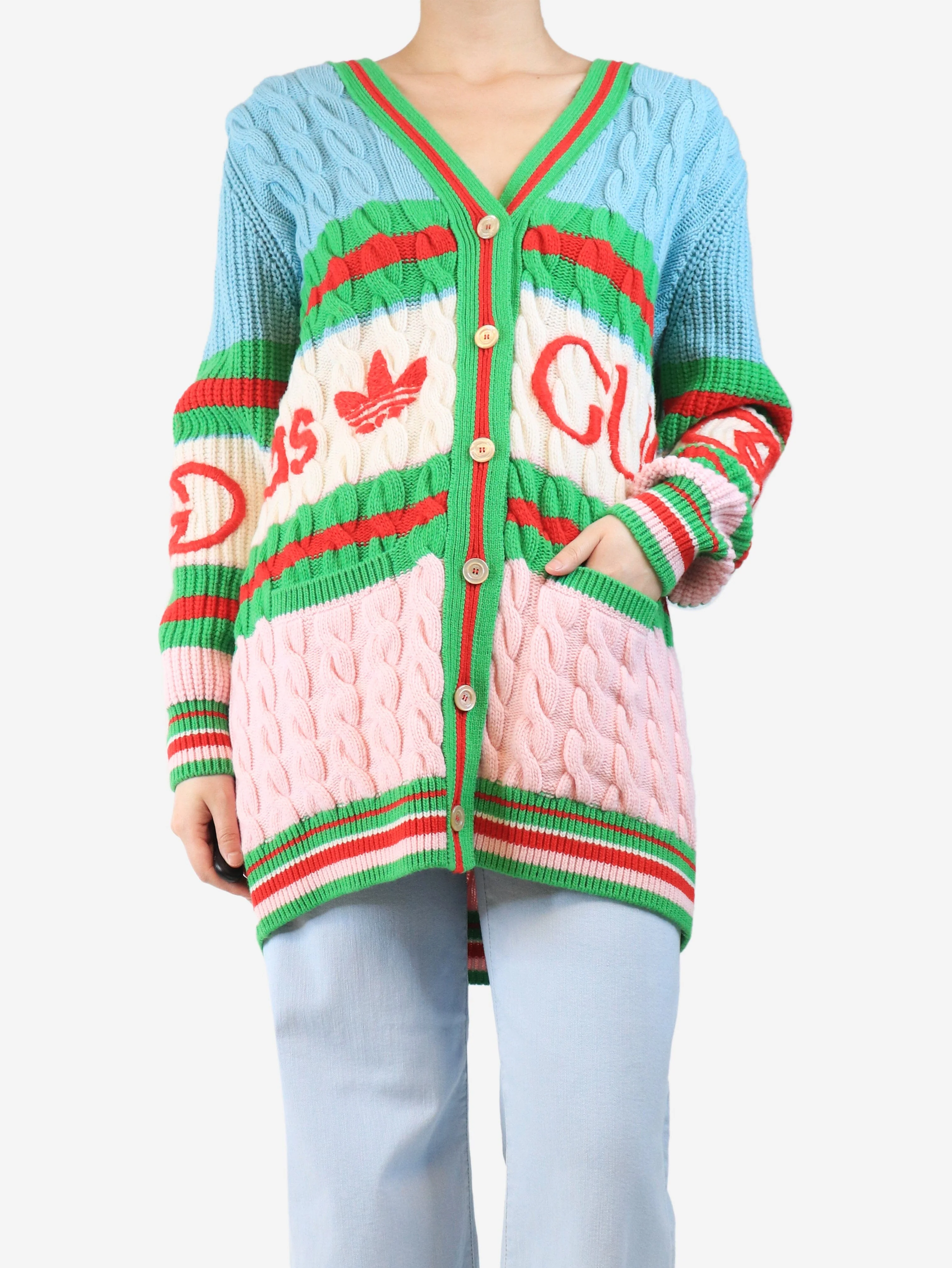 Multicolour cable-knit cardigan - size L - Image 3