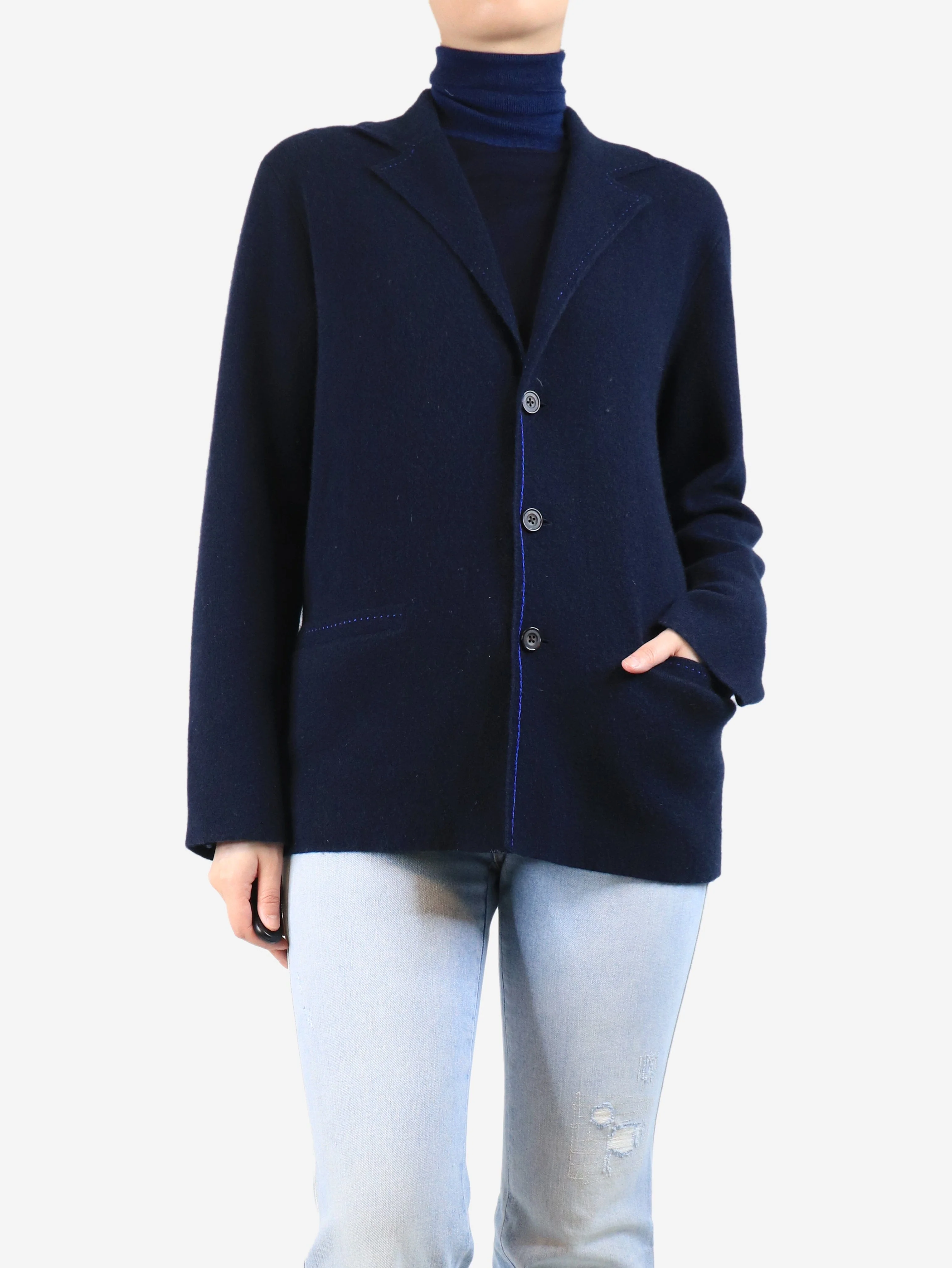 Navy cashmere cardigan - size S - Image 3