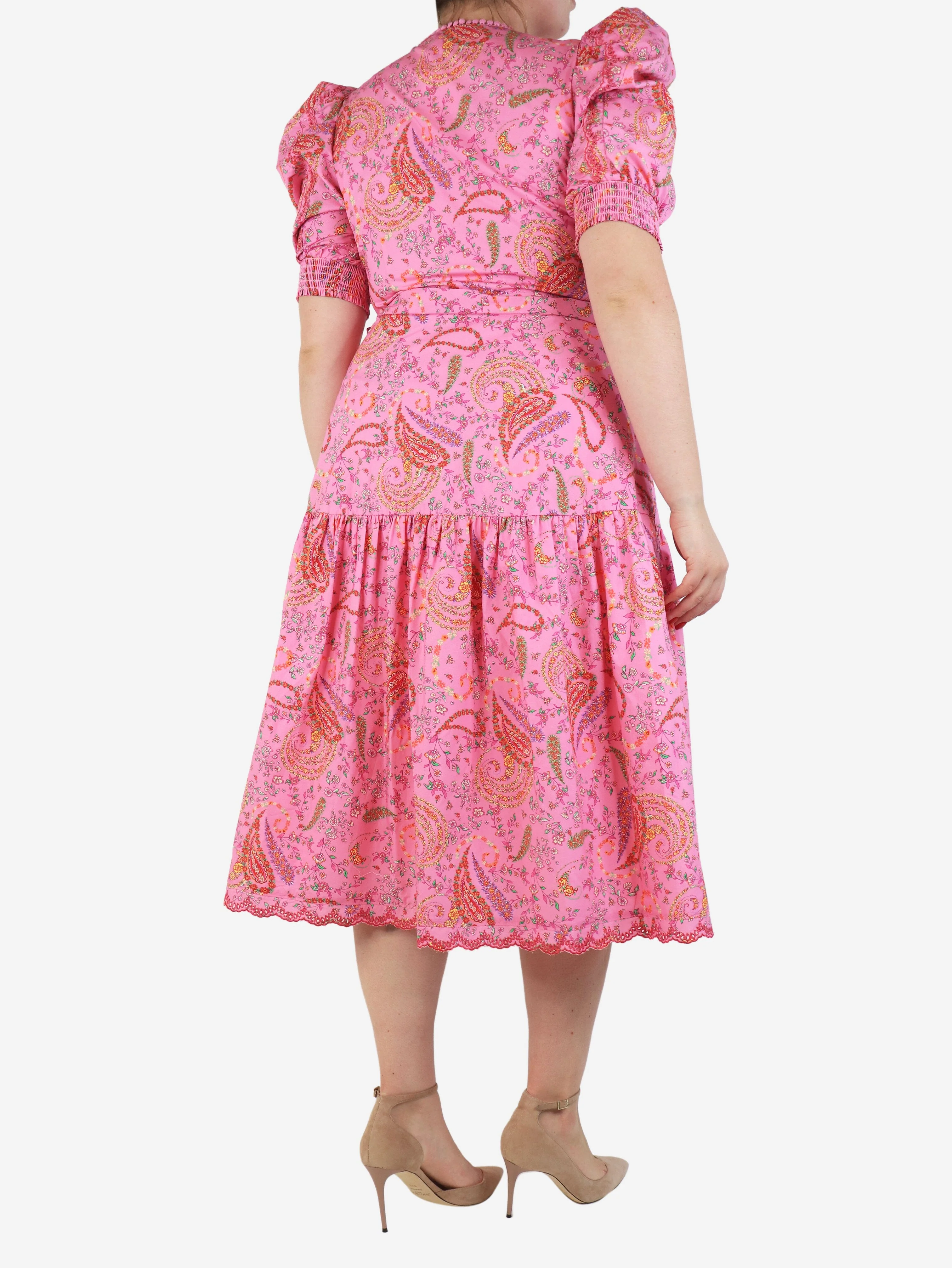 Pink floral printed midi dress - size M - Image 2