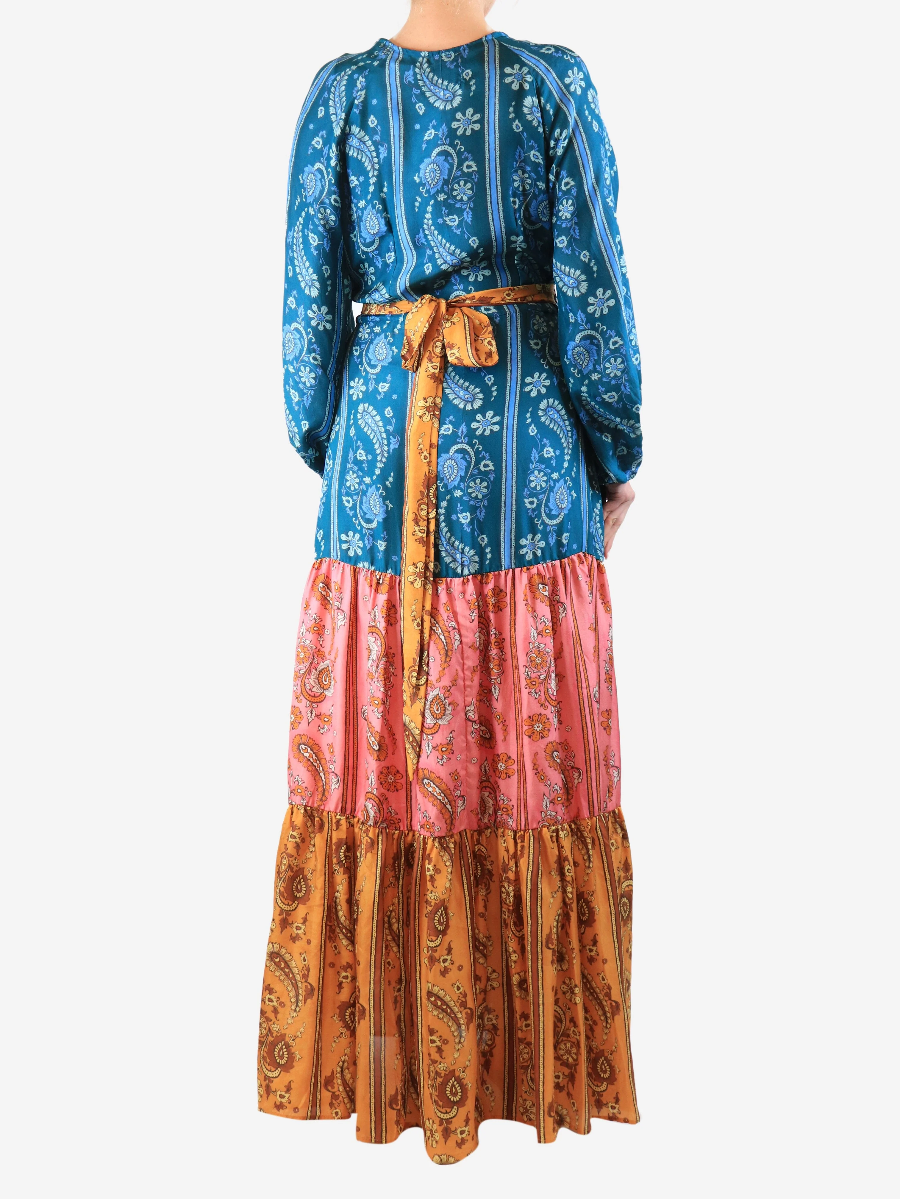 Multicolour silk paisley printed wrap dress - size UK 10 - Image 2
