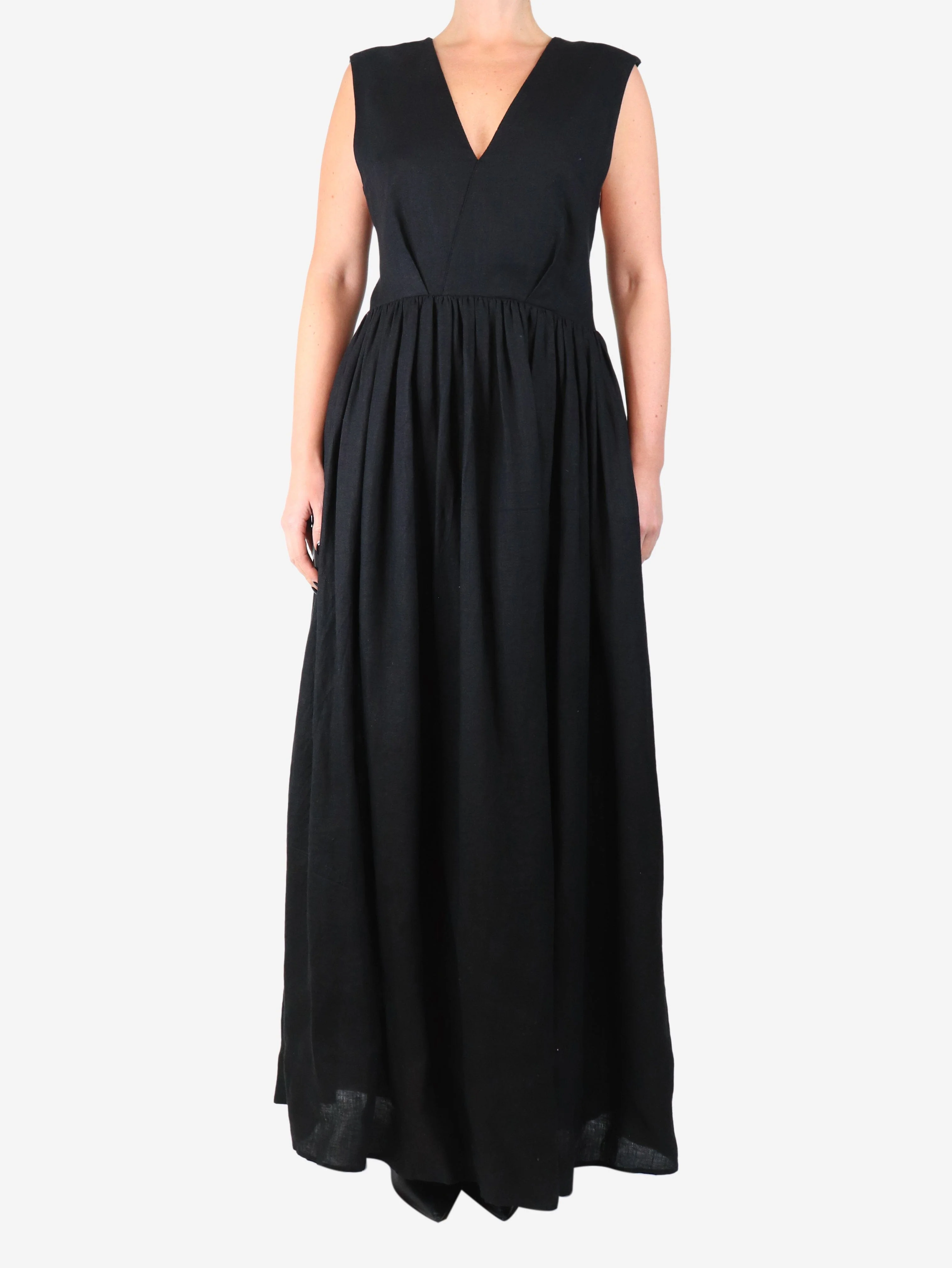 Black sleeveless linen dress - size M