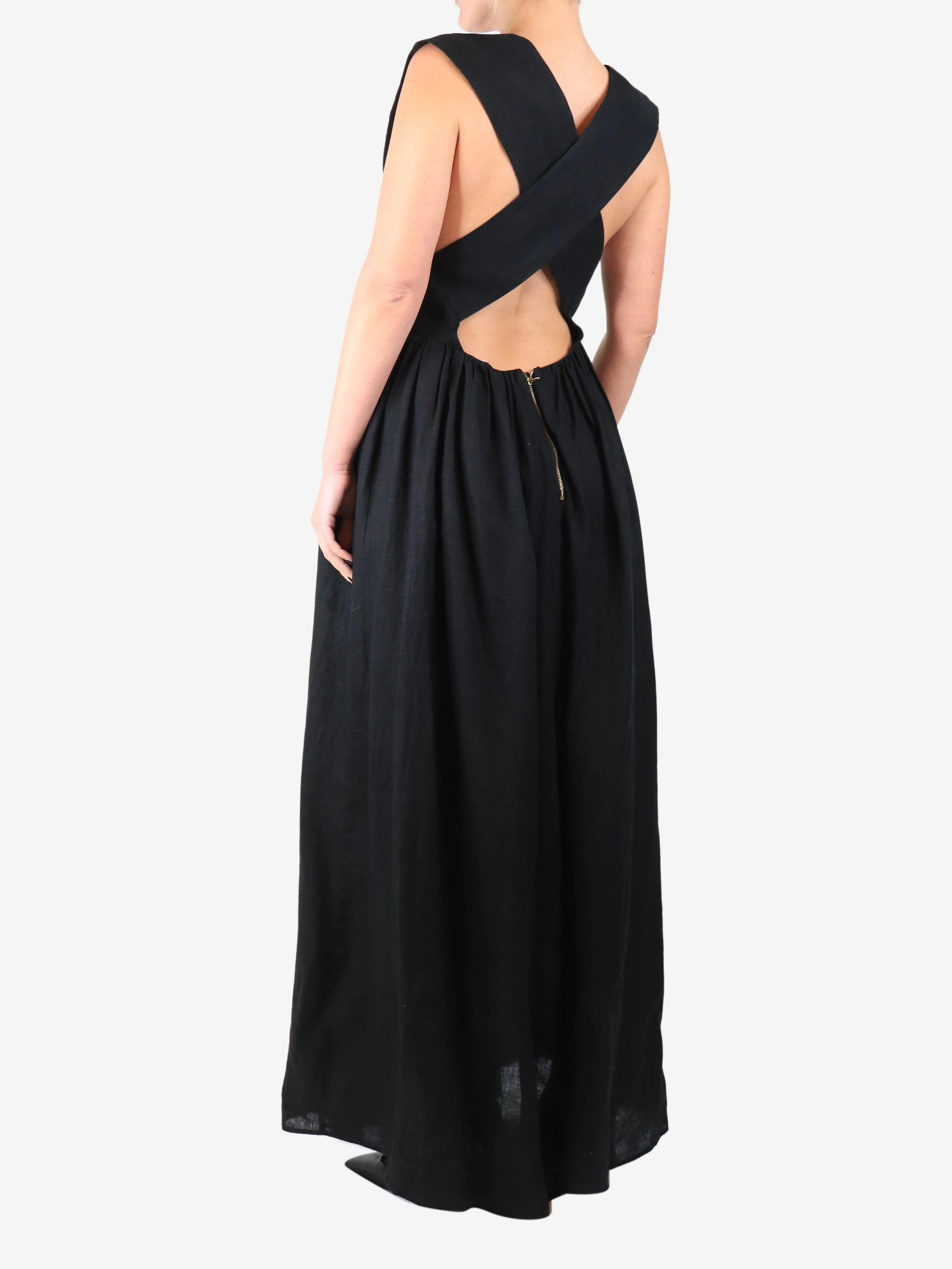 Black sleeveless linen dress - size M - Image 2