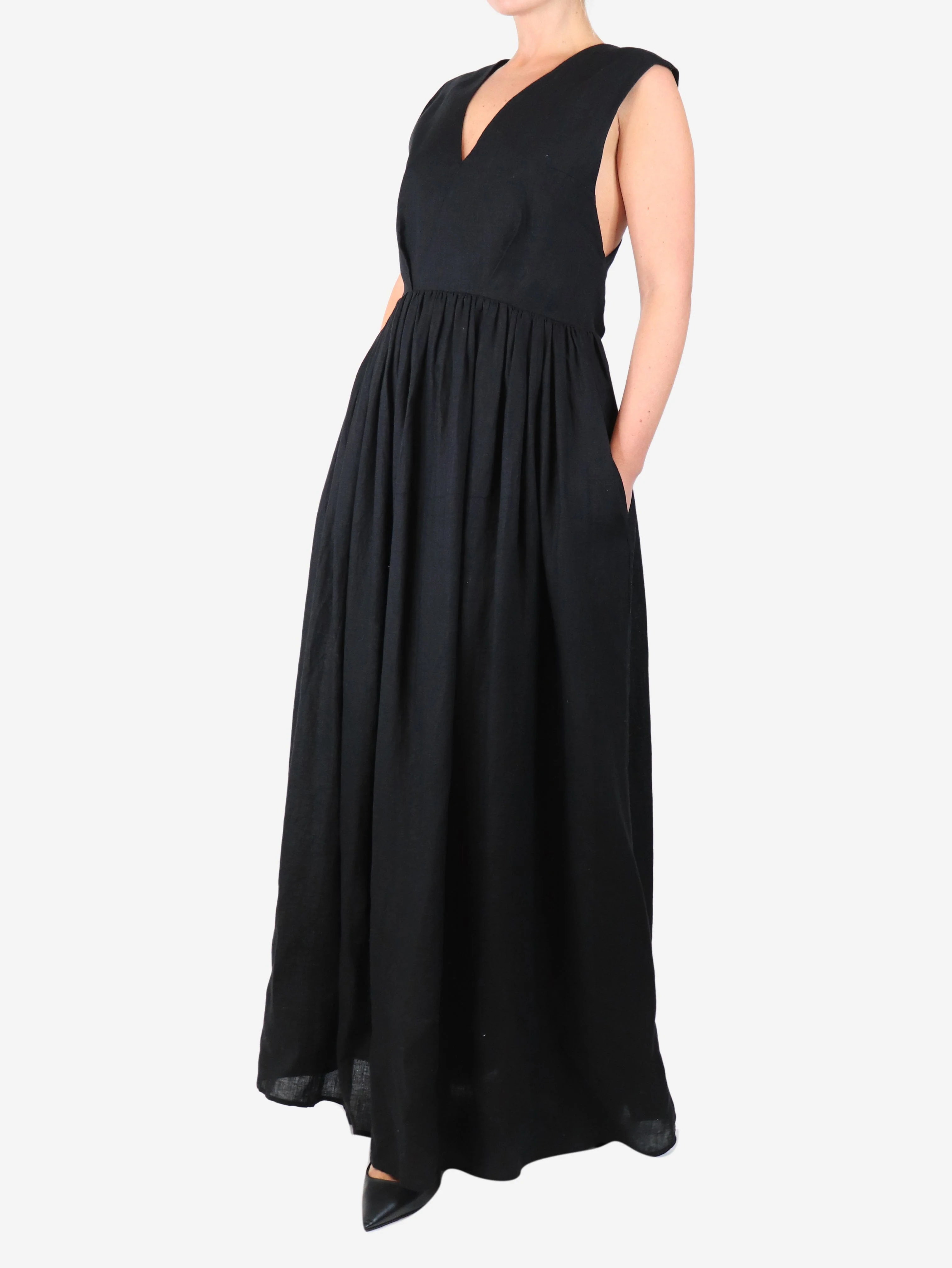 Black sleeveless linen dress - size M - Image 3