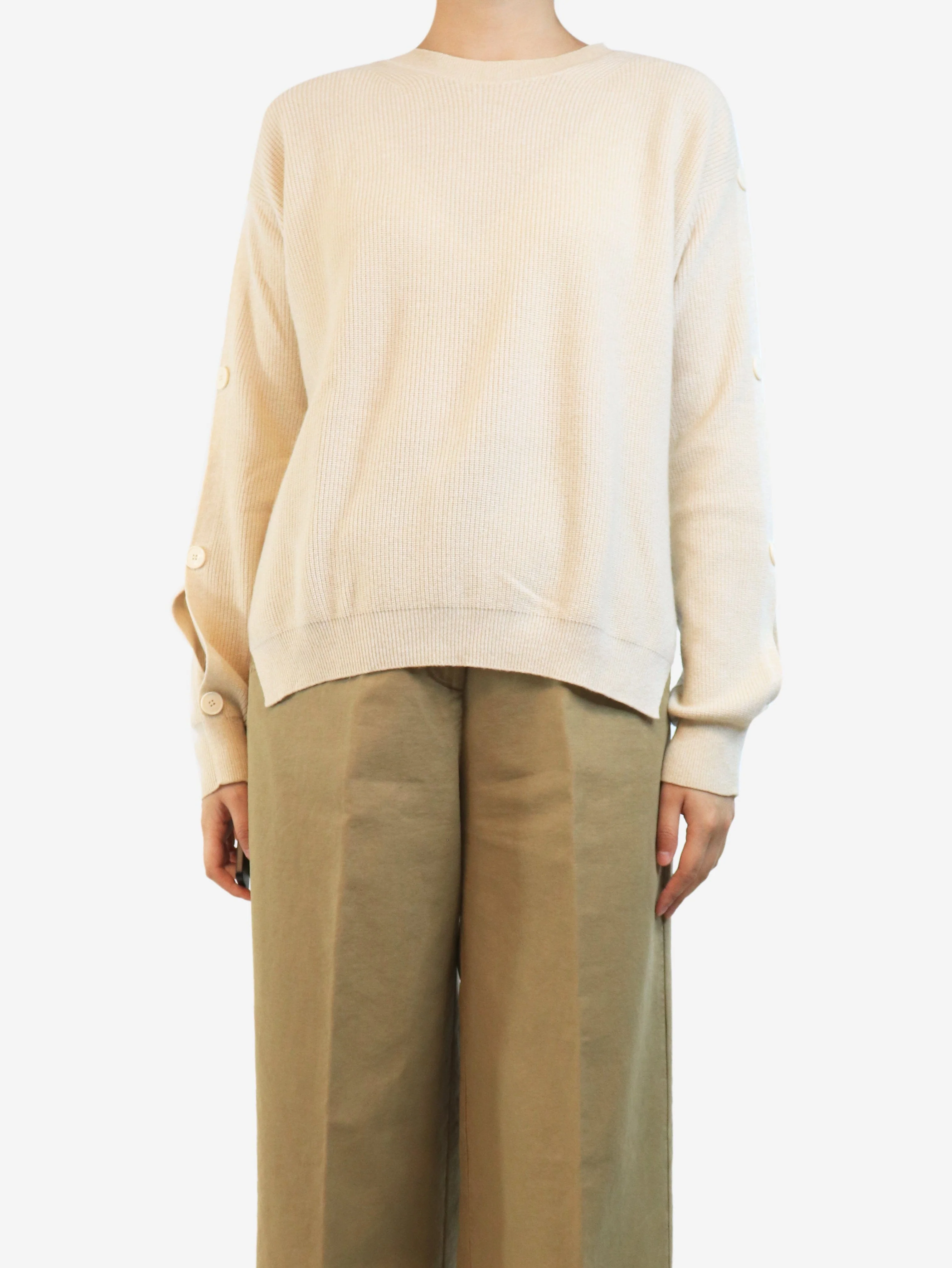 Beige cashmere-blend jumper - size S