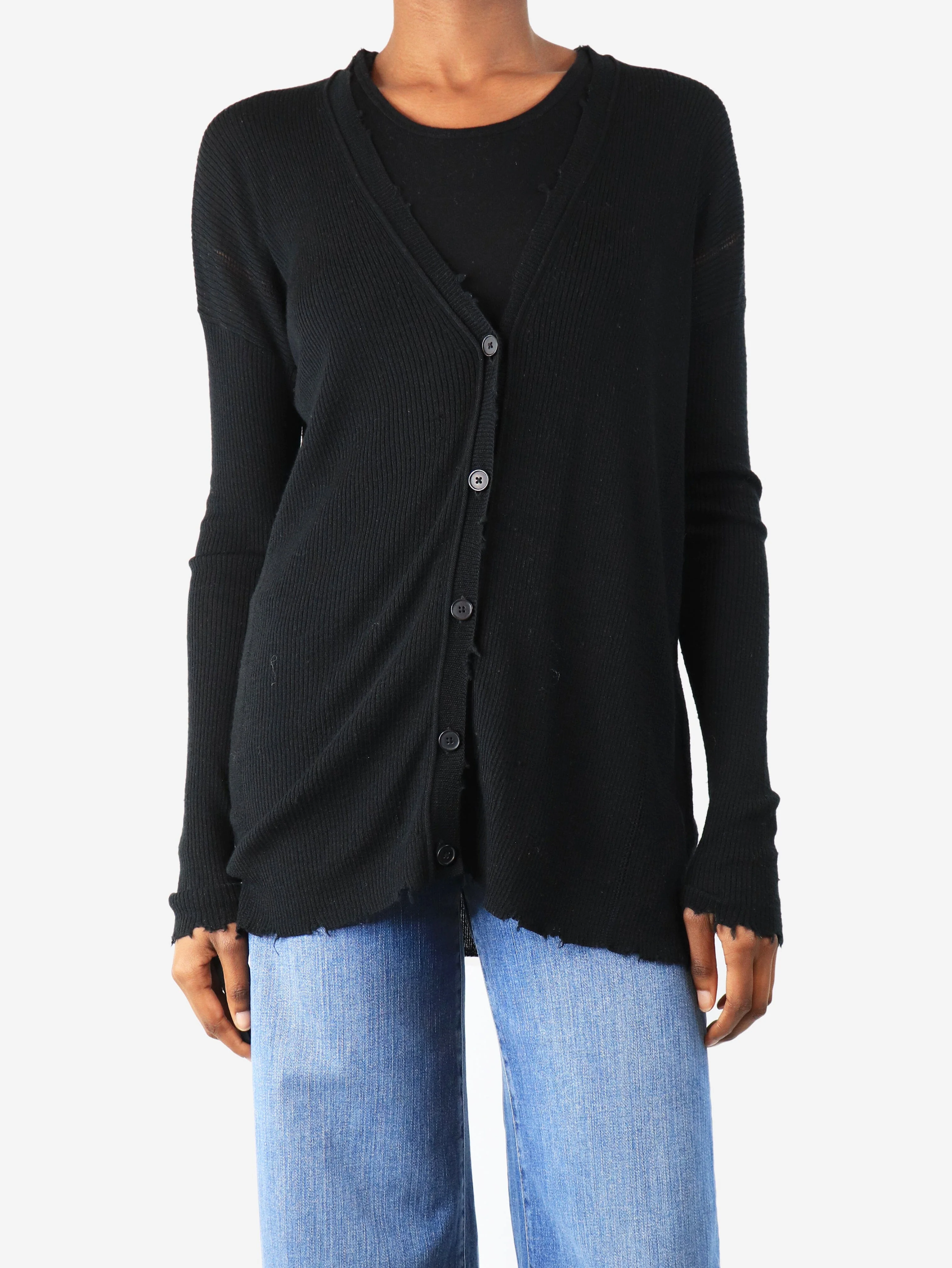 Black distressed cardigan - size XS