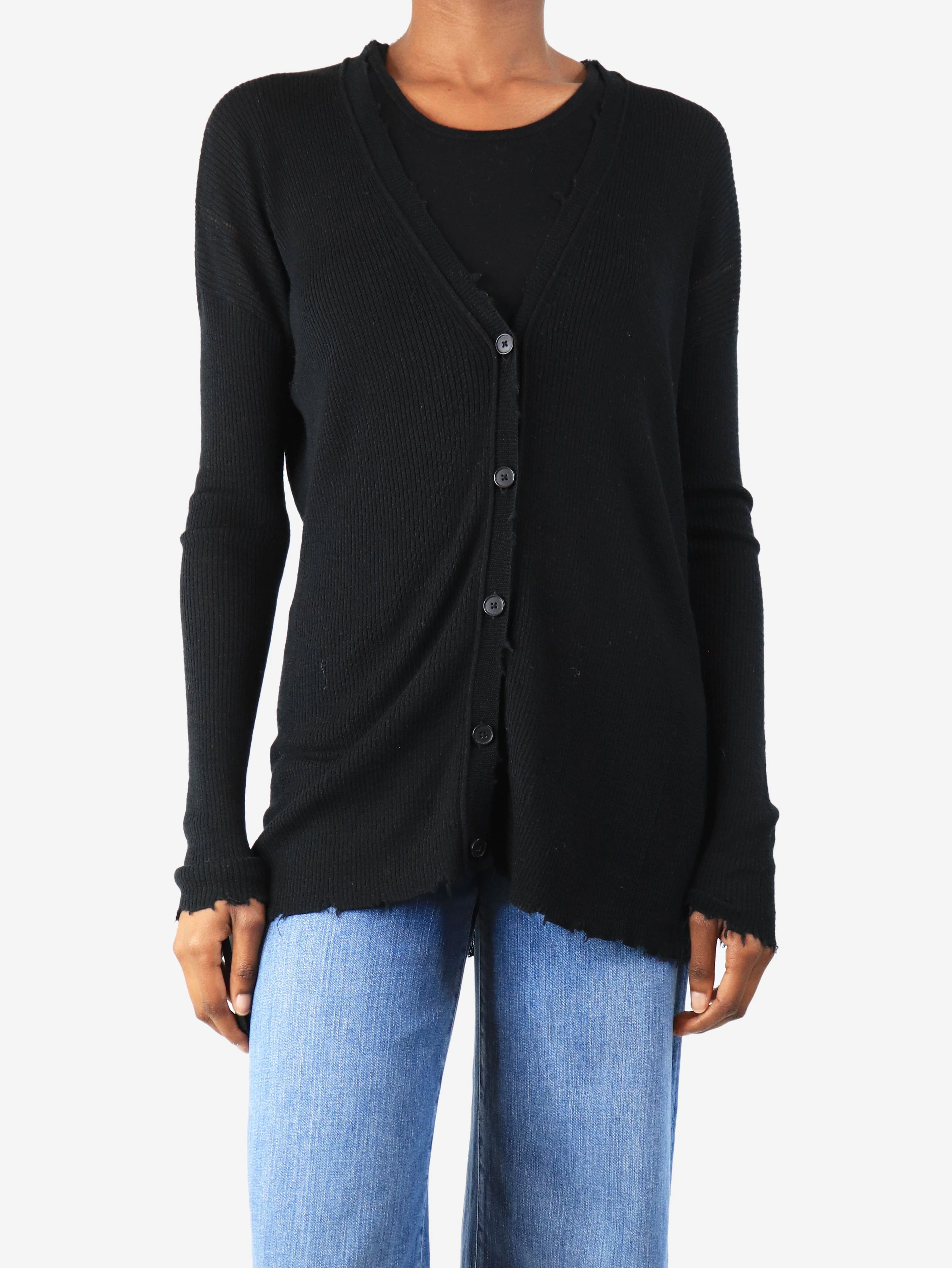 Black distressed cardigan - size XS - Image 3
