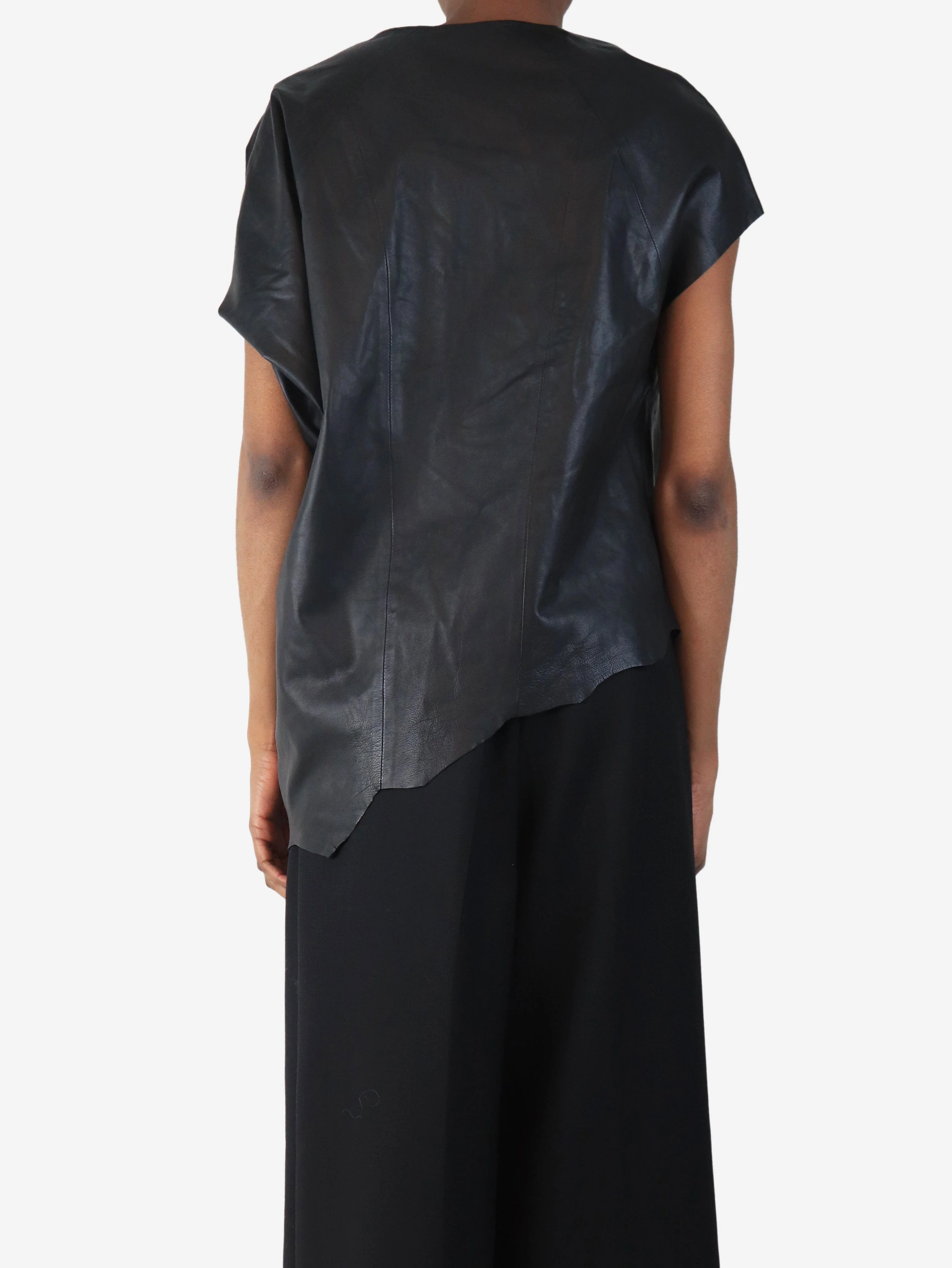 Black jag-hem leather top - size XS - Image 2