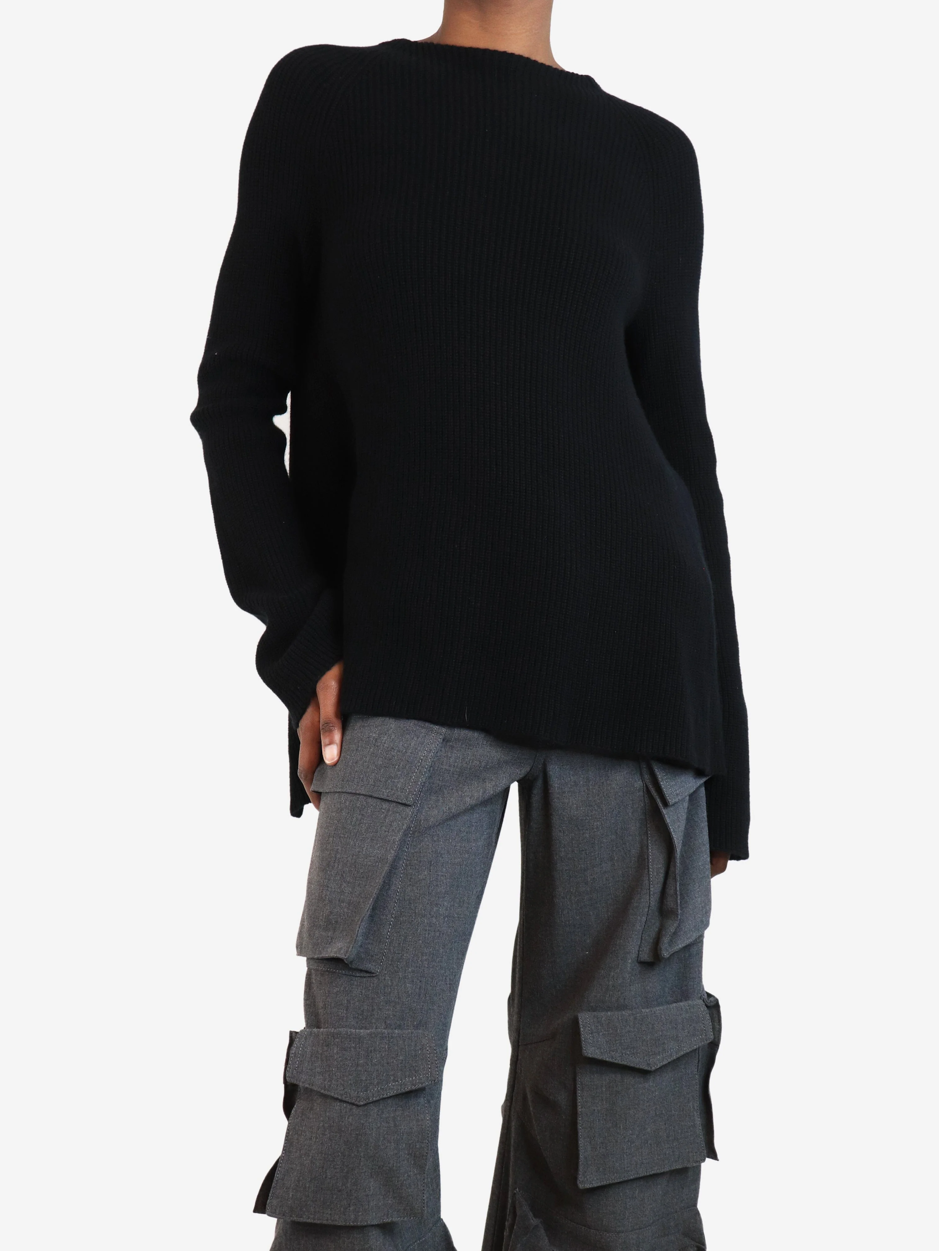 Black open-back knit top - size XS