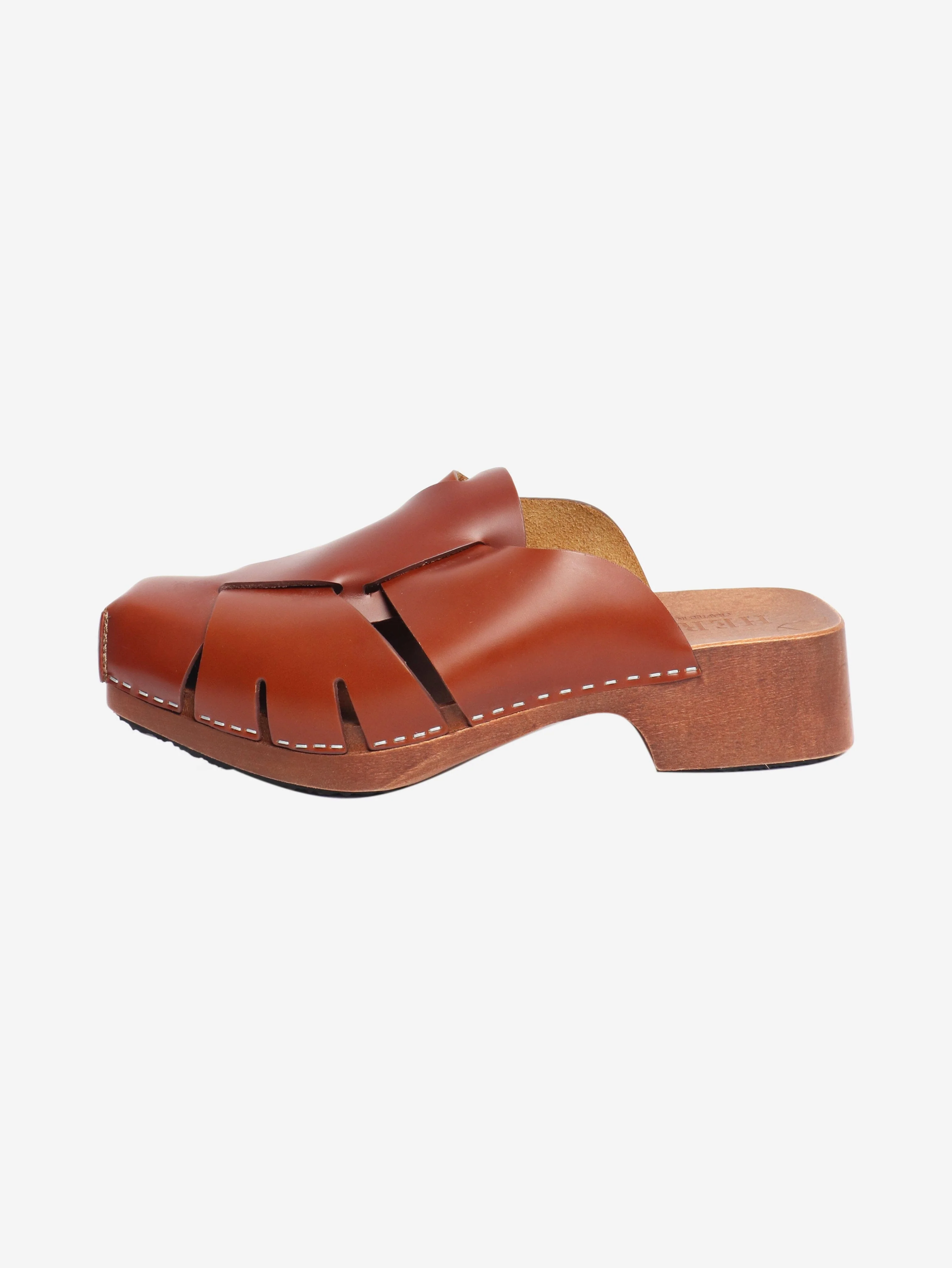 Tan Licia square-toe fisherman clogs - size EU 40
