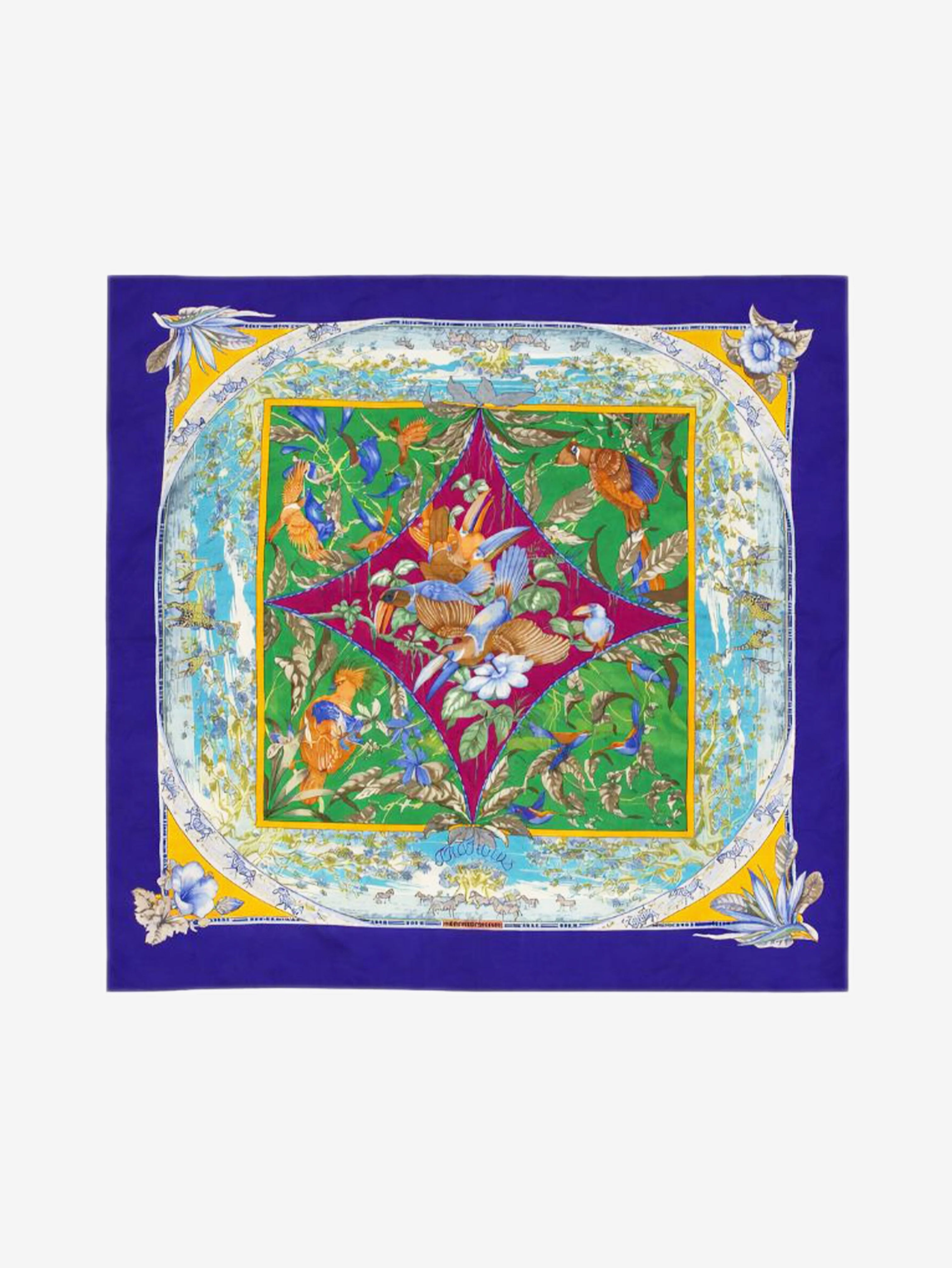 Blue Tropiques silk scarf