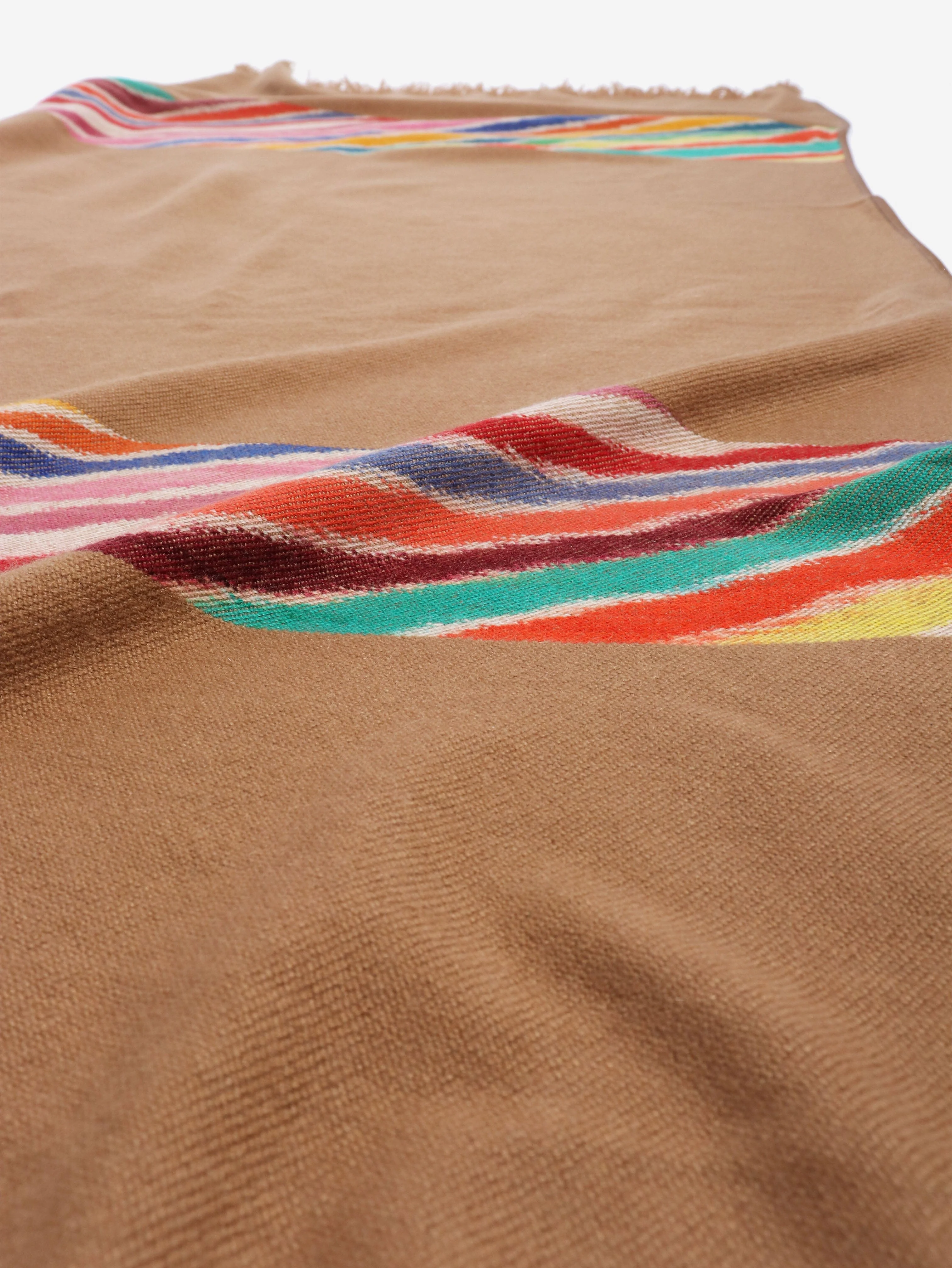Brown fringed cashmere scarf - Image 4