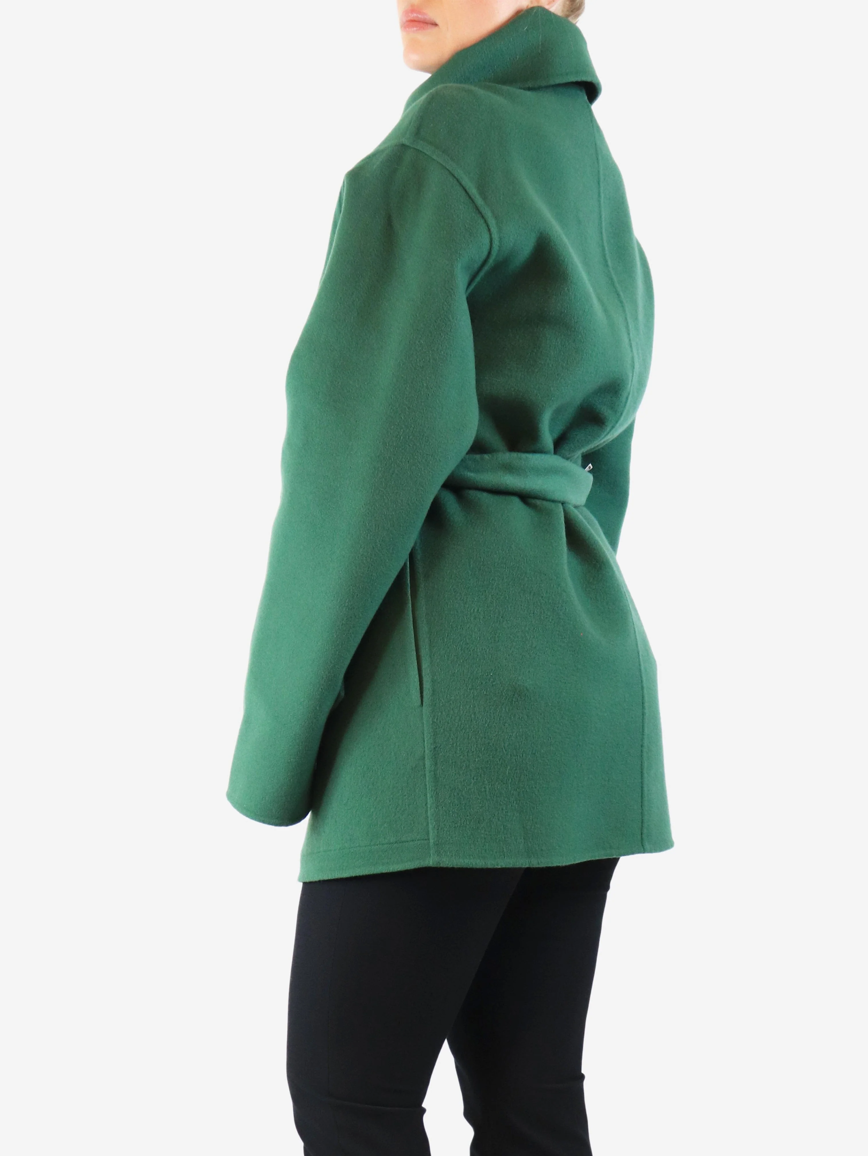 Green cashmere coat - size UK 10 - Image 3