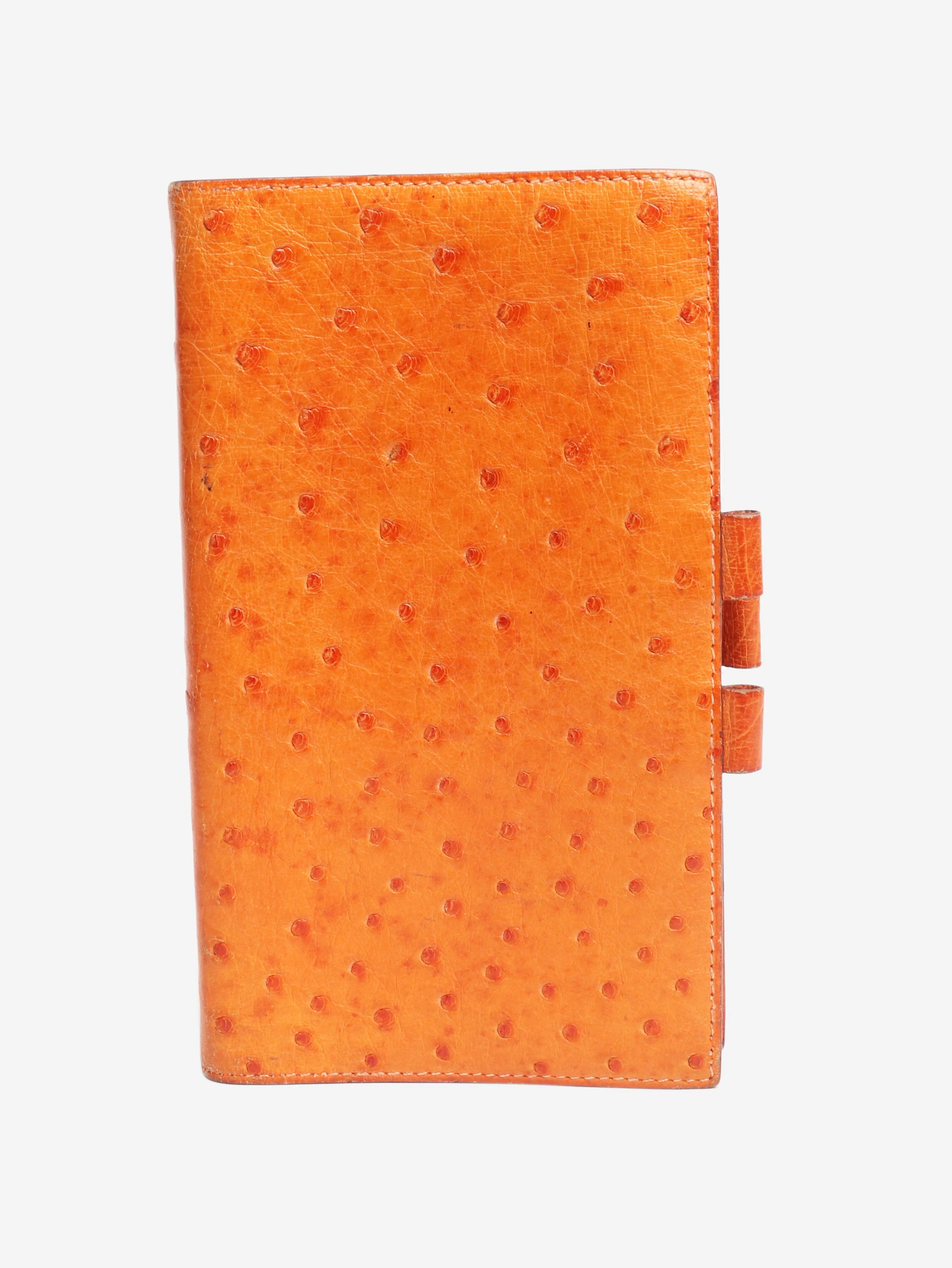 Orange Ostrich leather document holder
