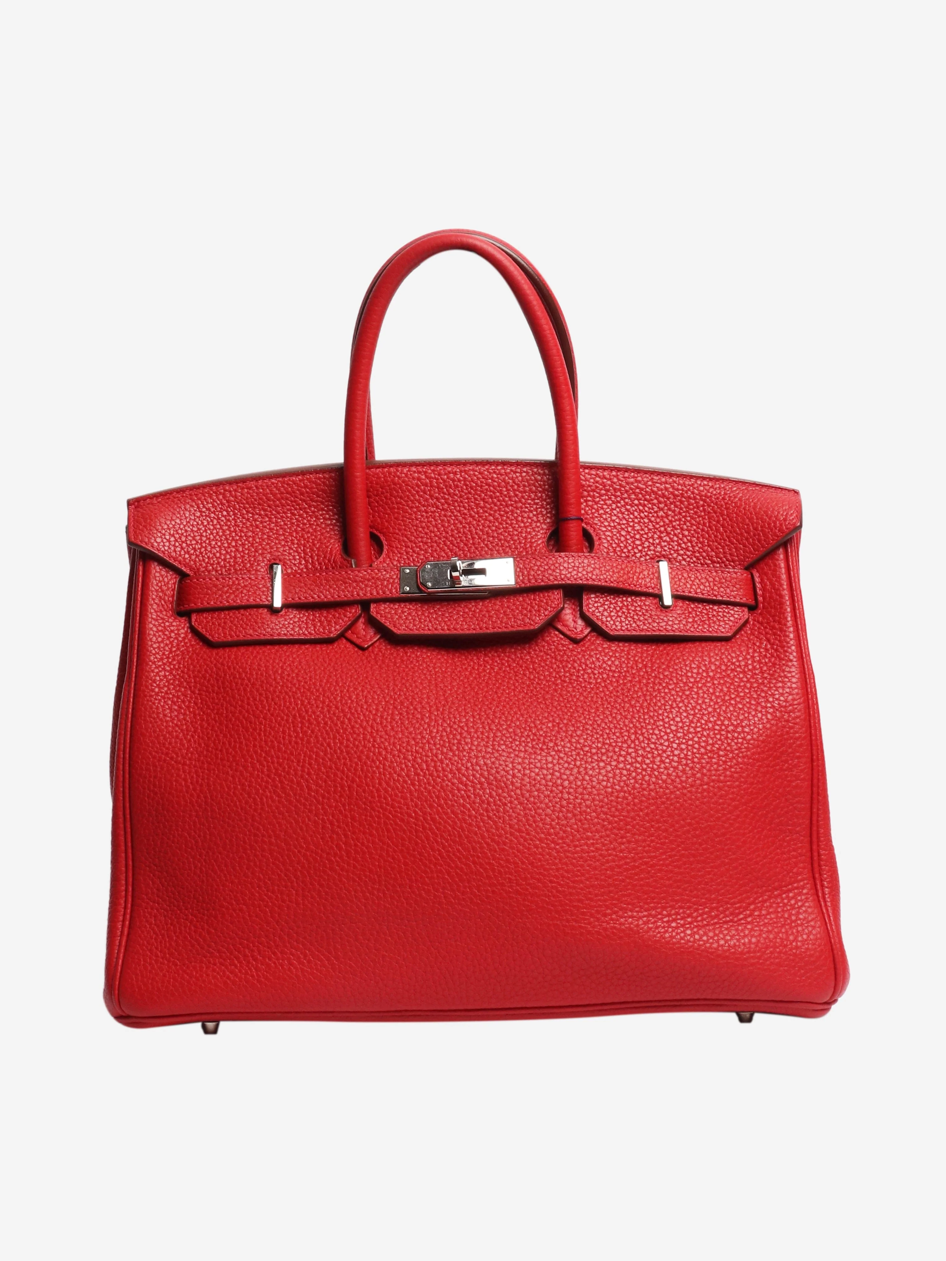 Red 2012 Birkin 35 bag in Clemence leather