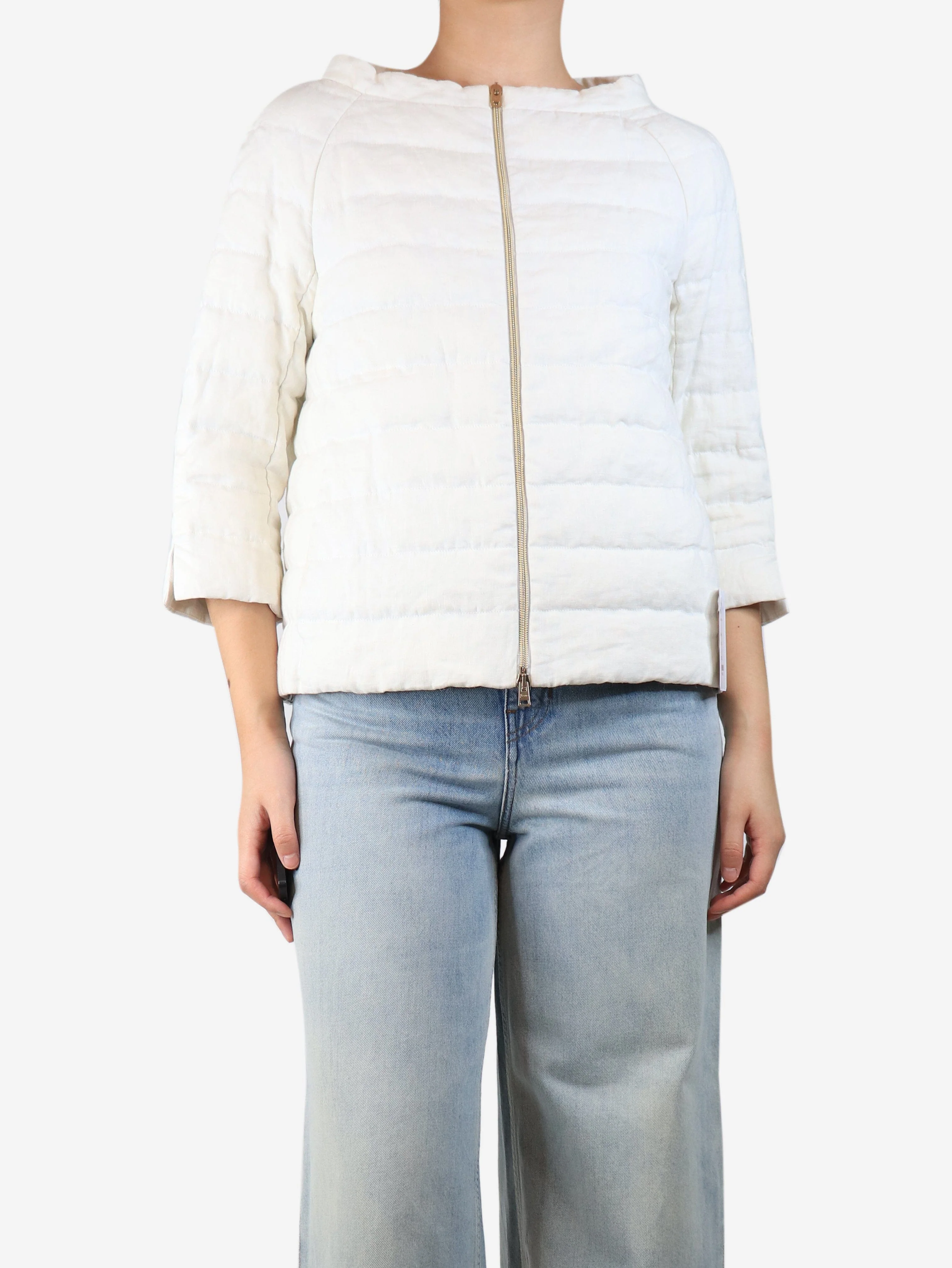 Ecru Piumino linen jacket - size UK 10