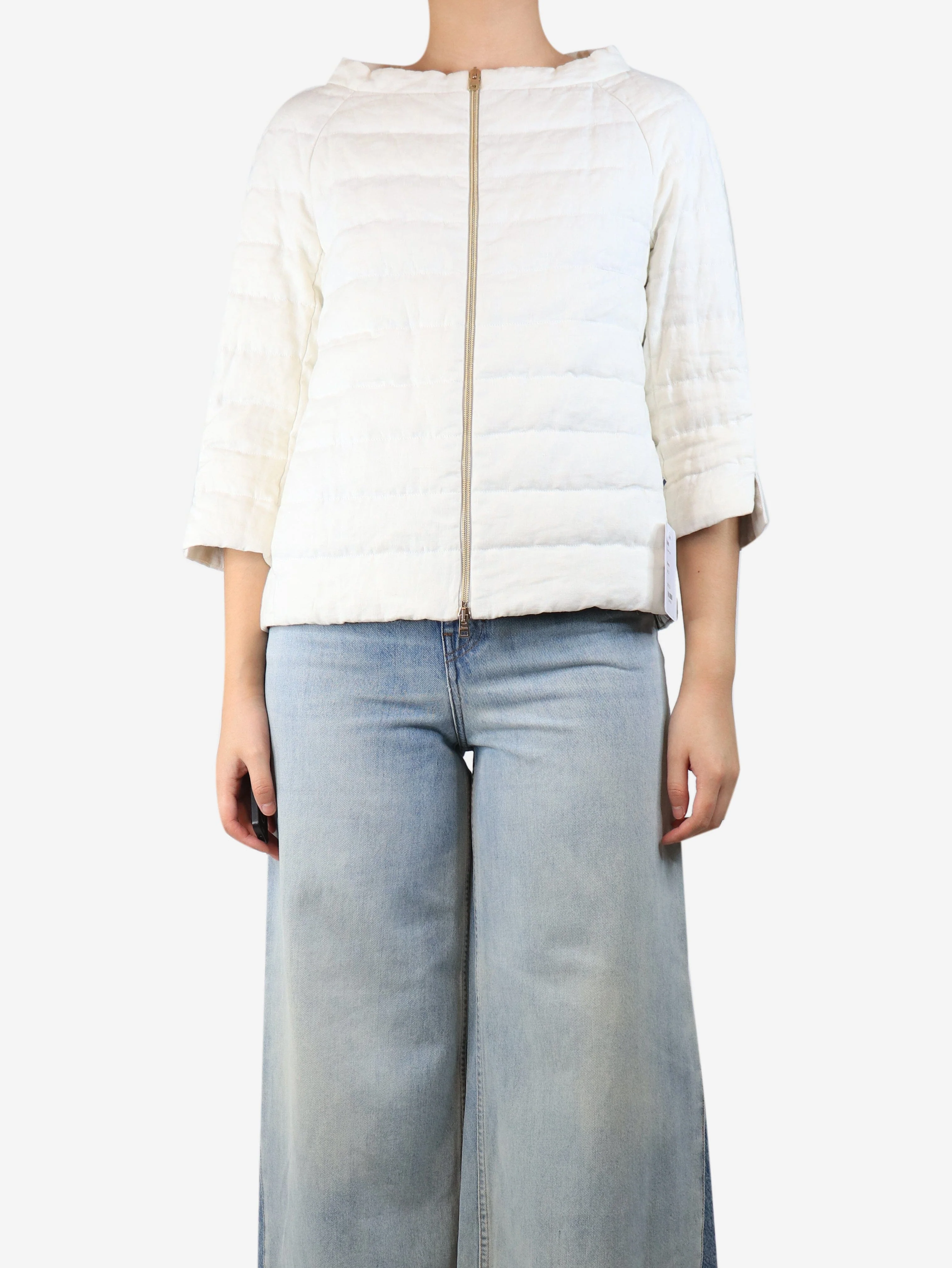 Ecru Piumino linen jacket - size UK 10 - Image 3