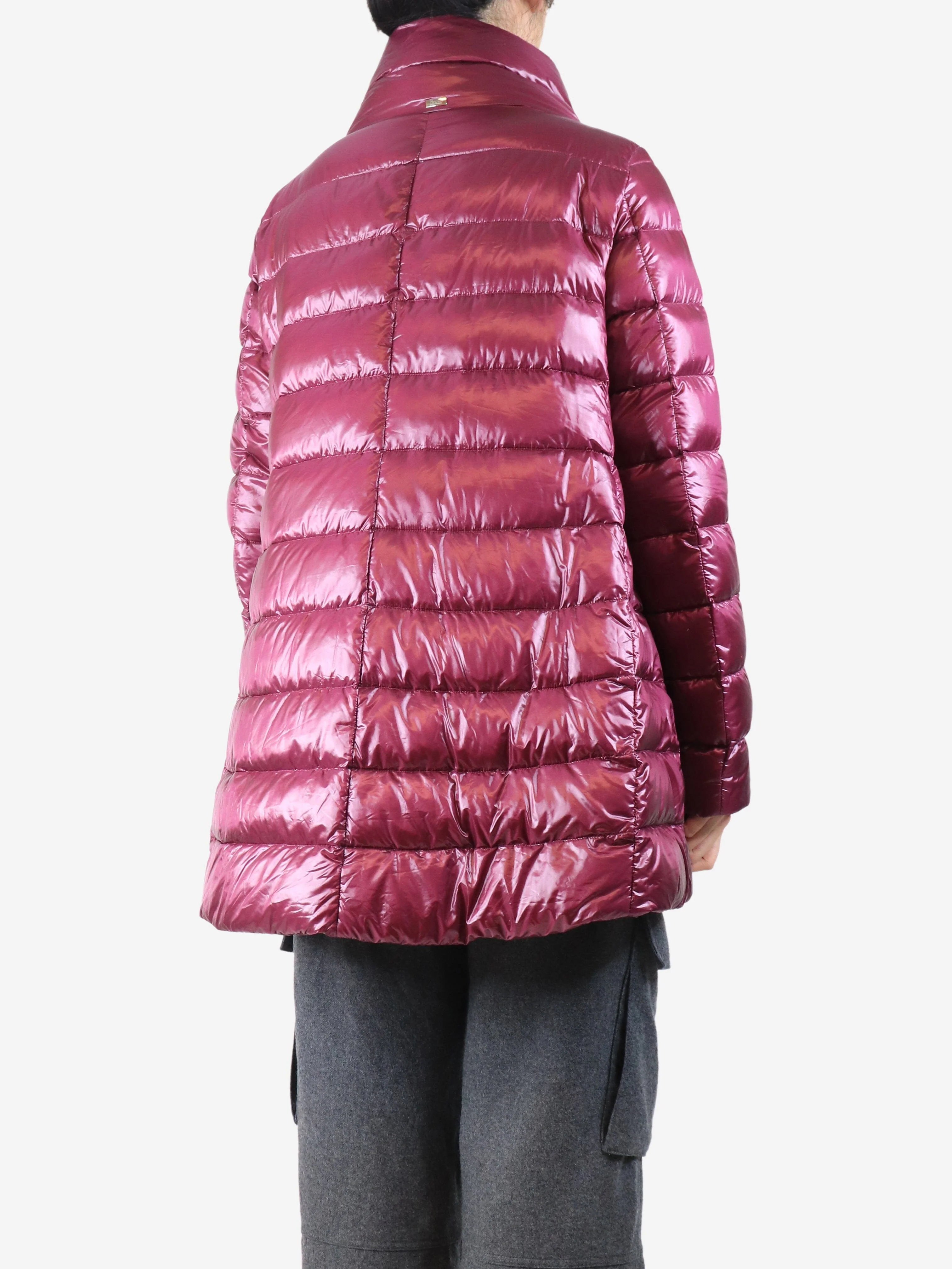 Purple mid-length puffer jacket - size UK 14 - Image 2
