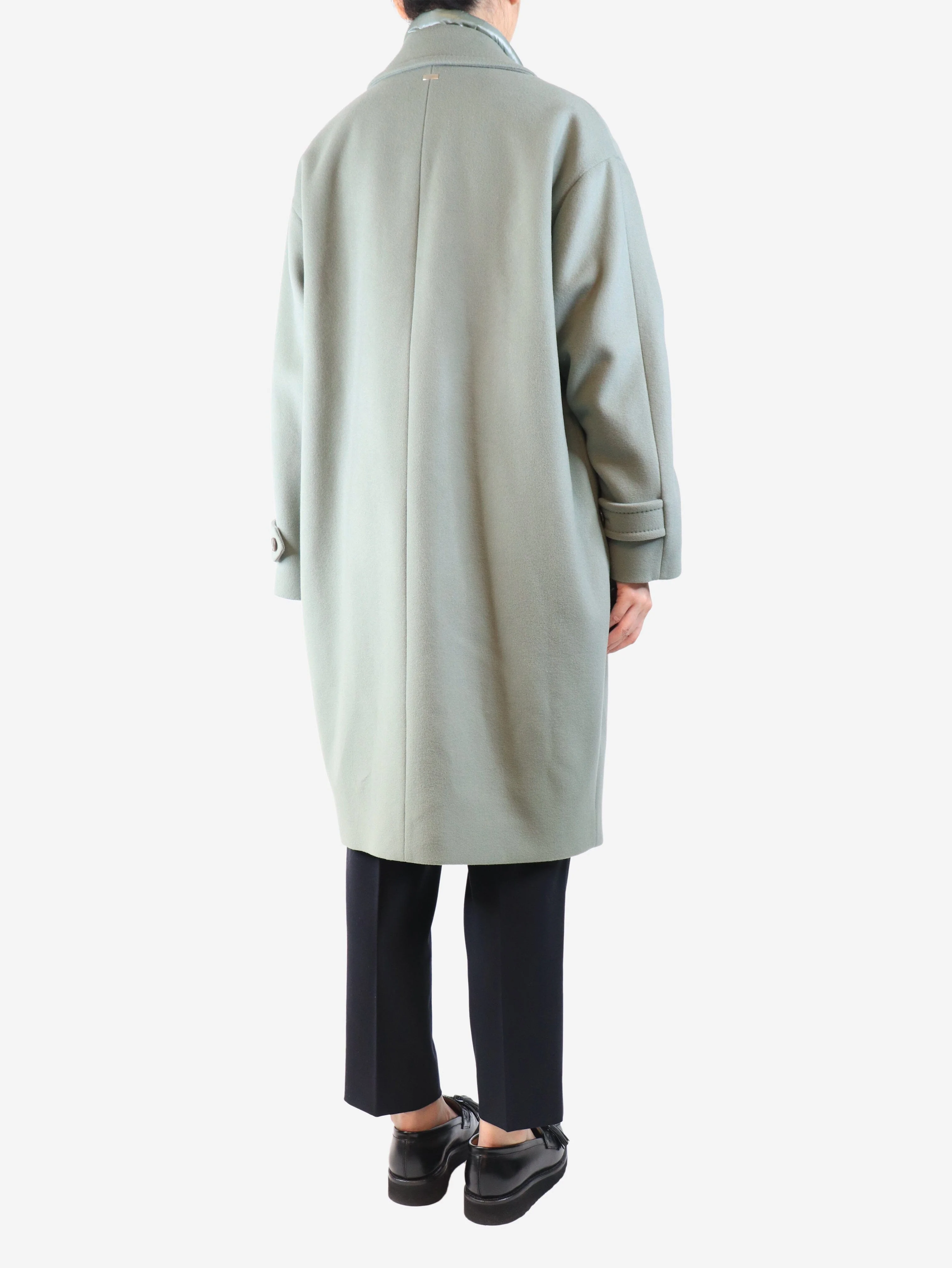 Sage green wool double-layer coat - size UK 10 - Image 2