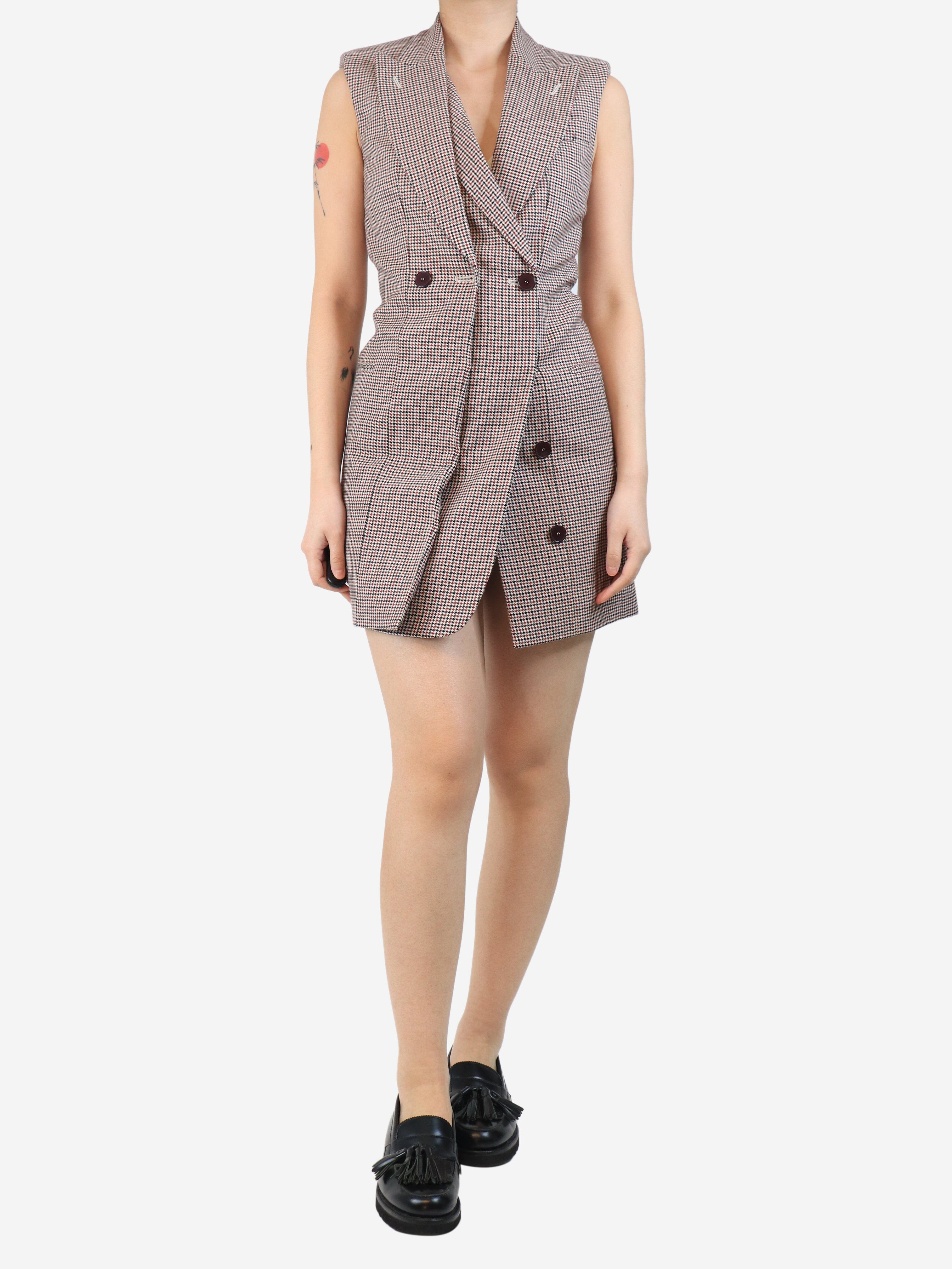 Houndstooth wool midi dress - size UK 8
