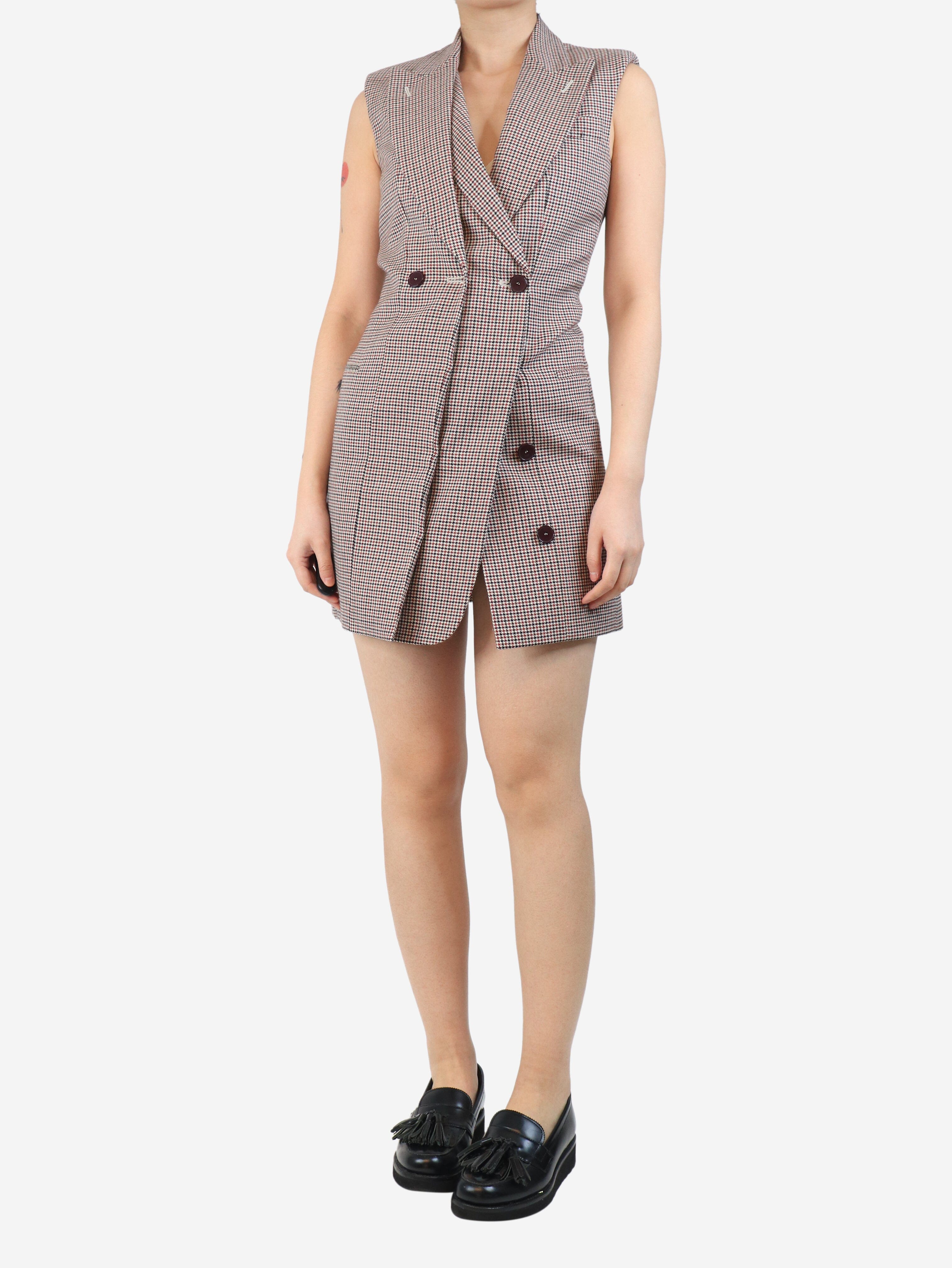Houndstooth wool midi dress - size UK 8 - Image 3