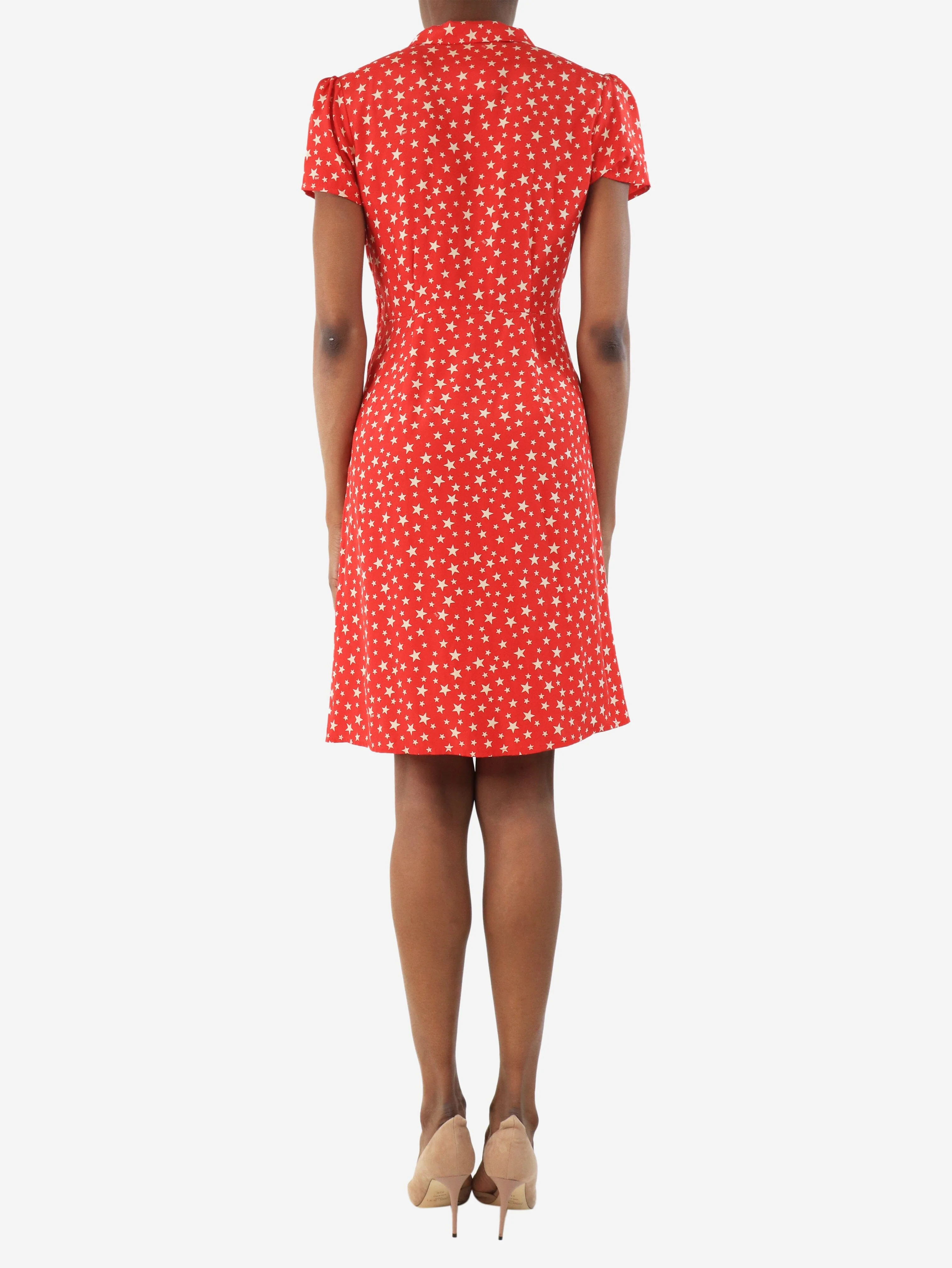 Red star print midi dress - size 4 - Image 2