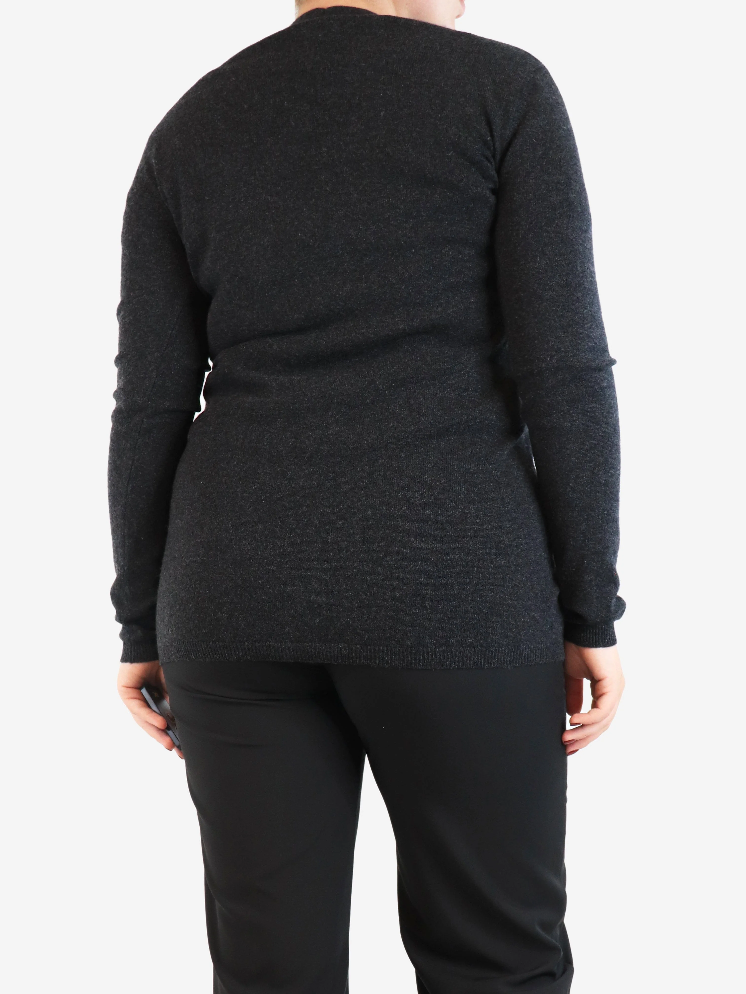 Charcoal grey cashmere cardigan - size L - Image 2