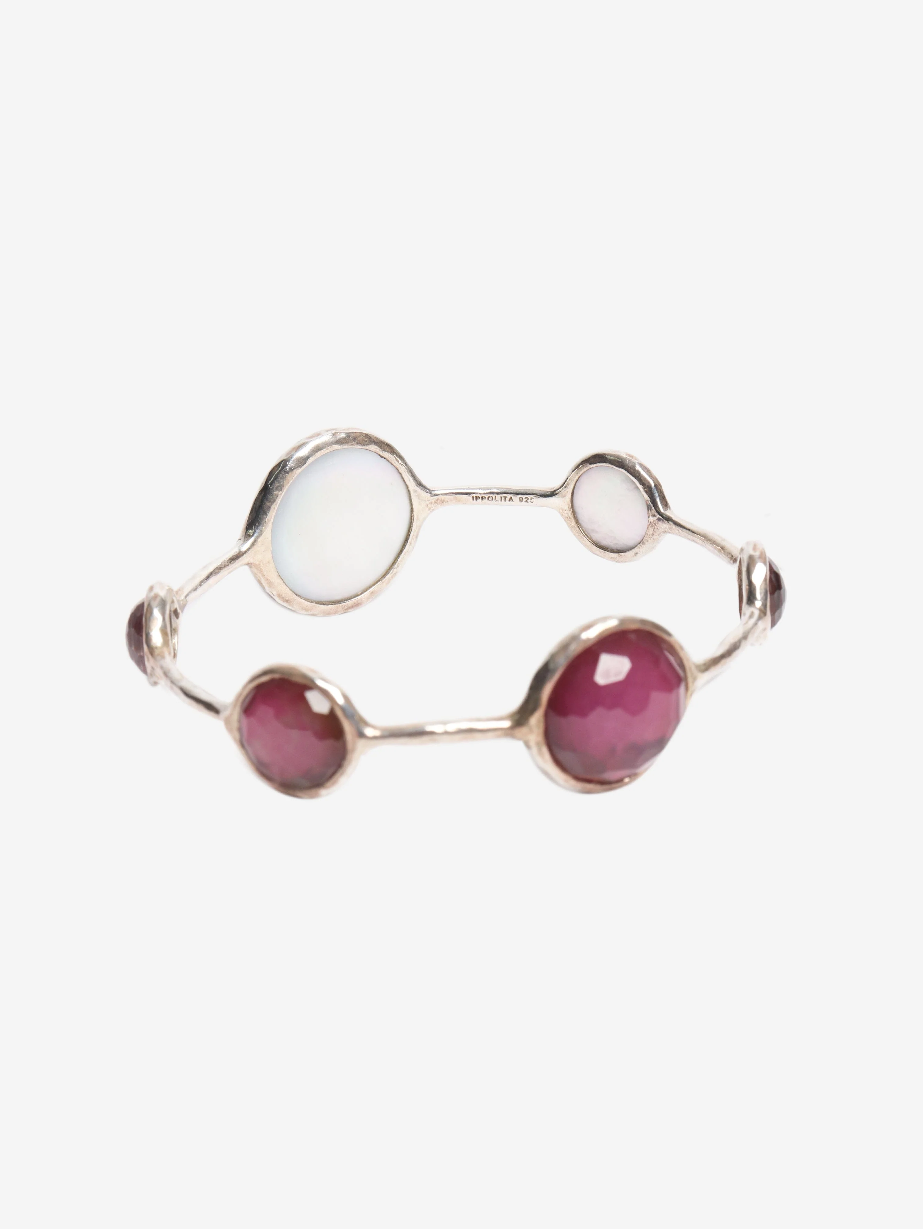 Silver 6 gemstone bangle - Image 2