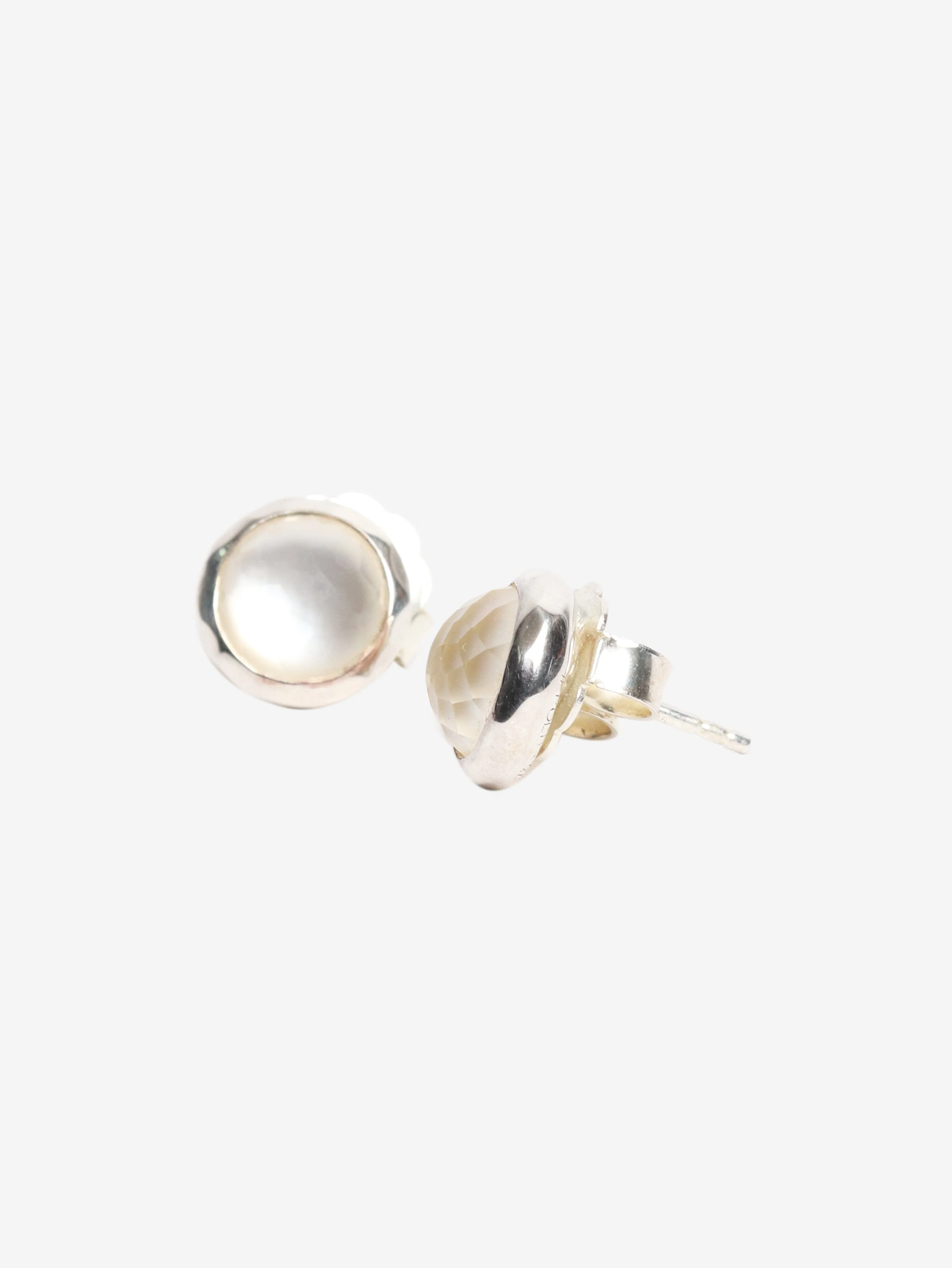 Silver mother of pearl stud earrings - Image 2