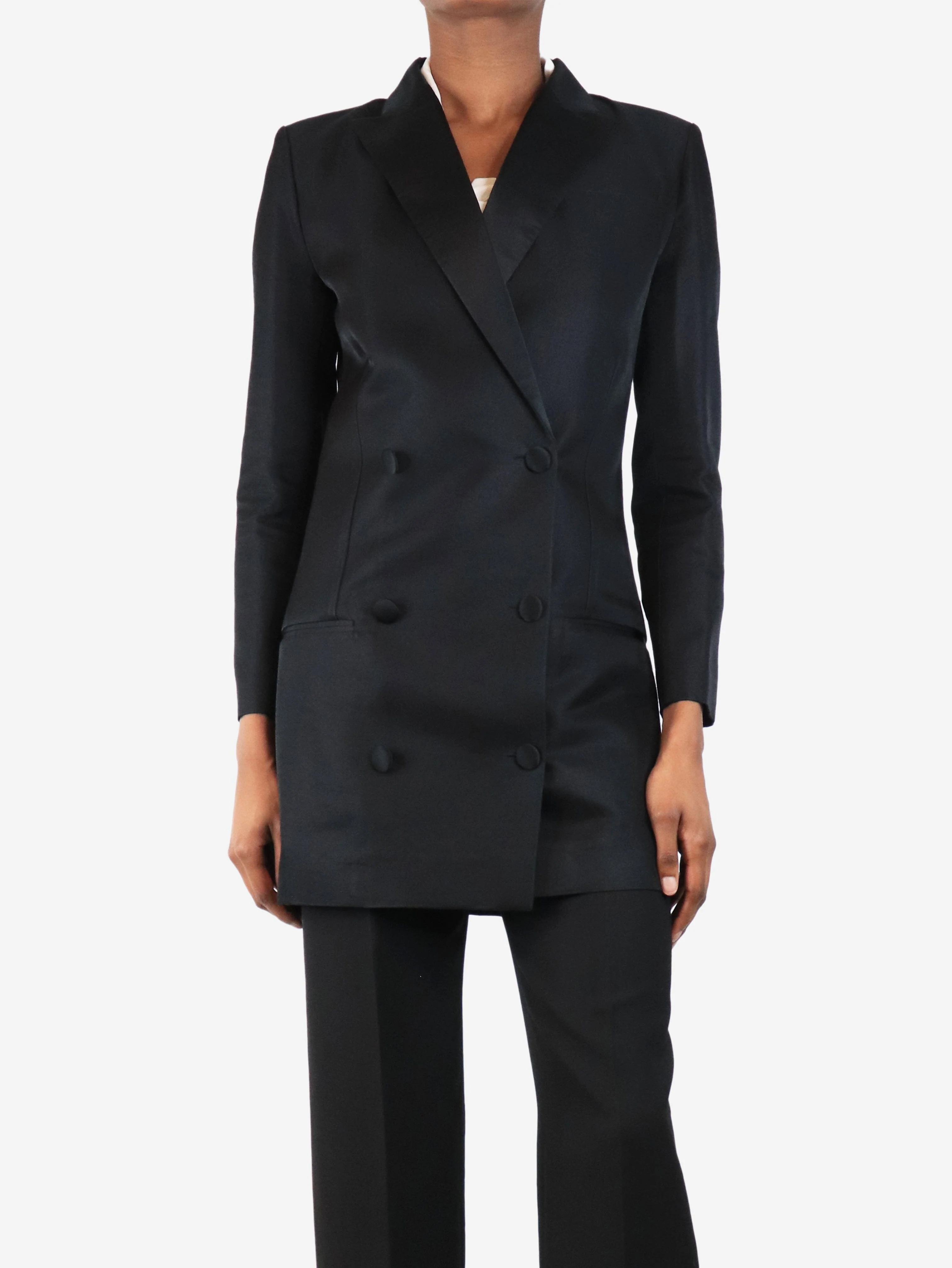 Black double breasted blazer - size UK 8