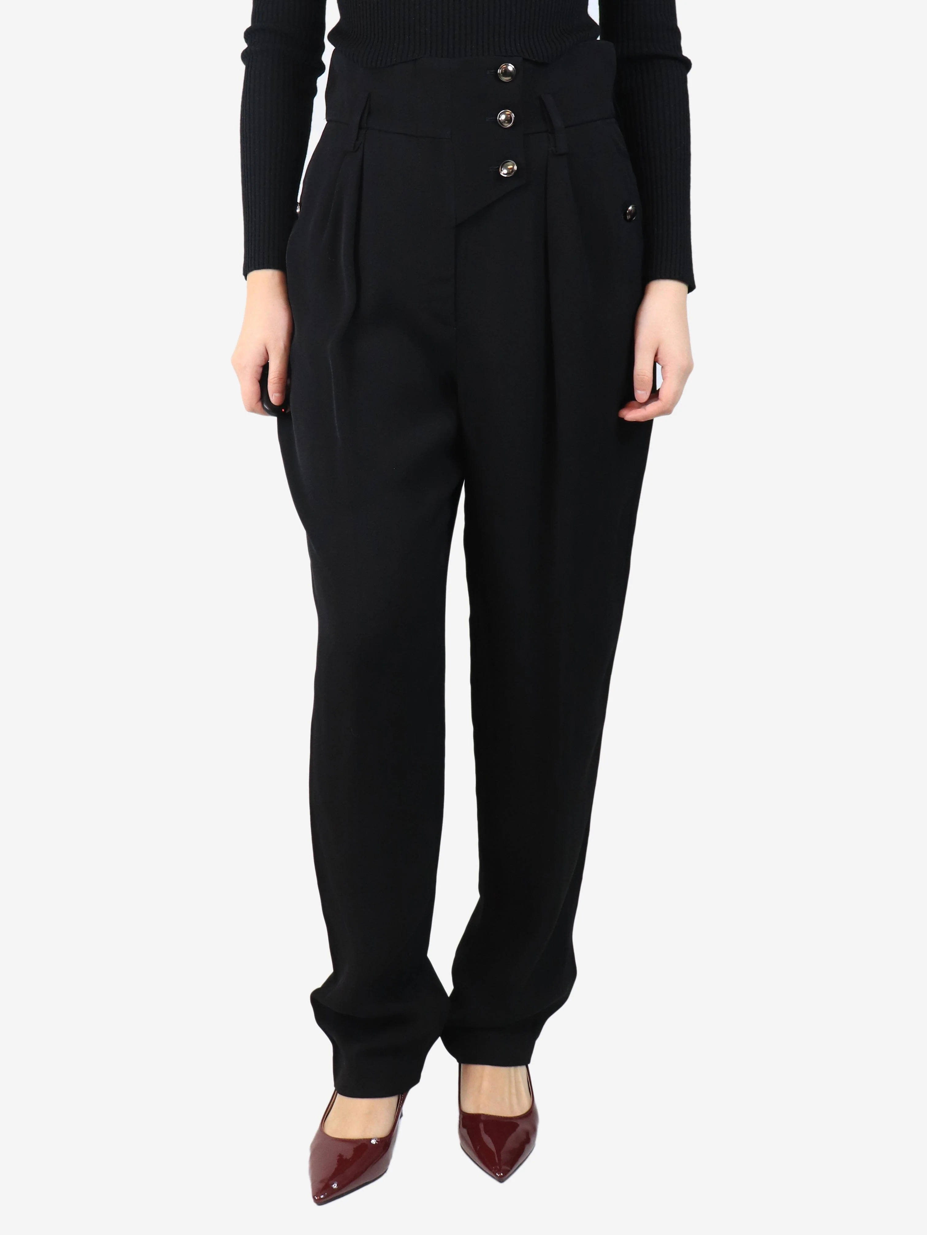 Black high-waisted trousers - size UK 12