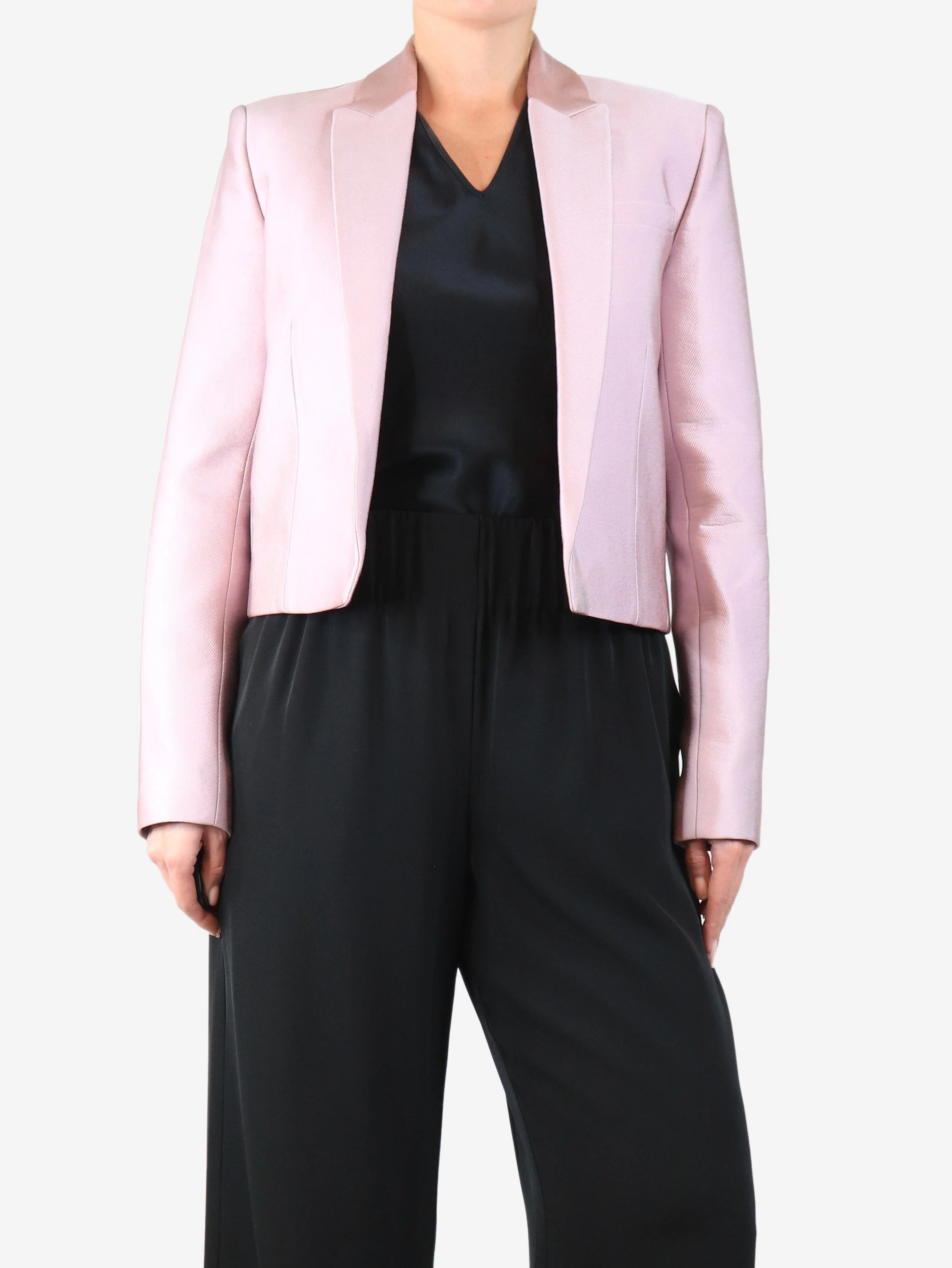 Pink cropped blazer - size UK 8