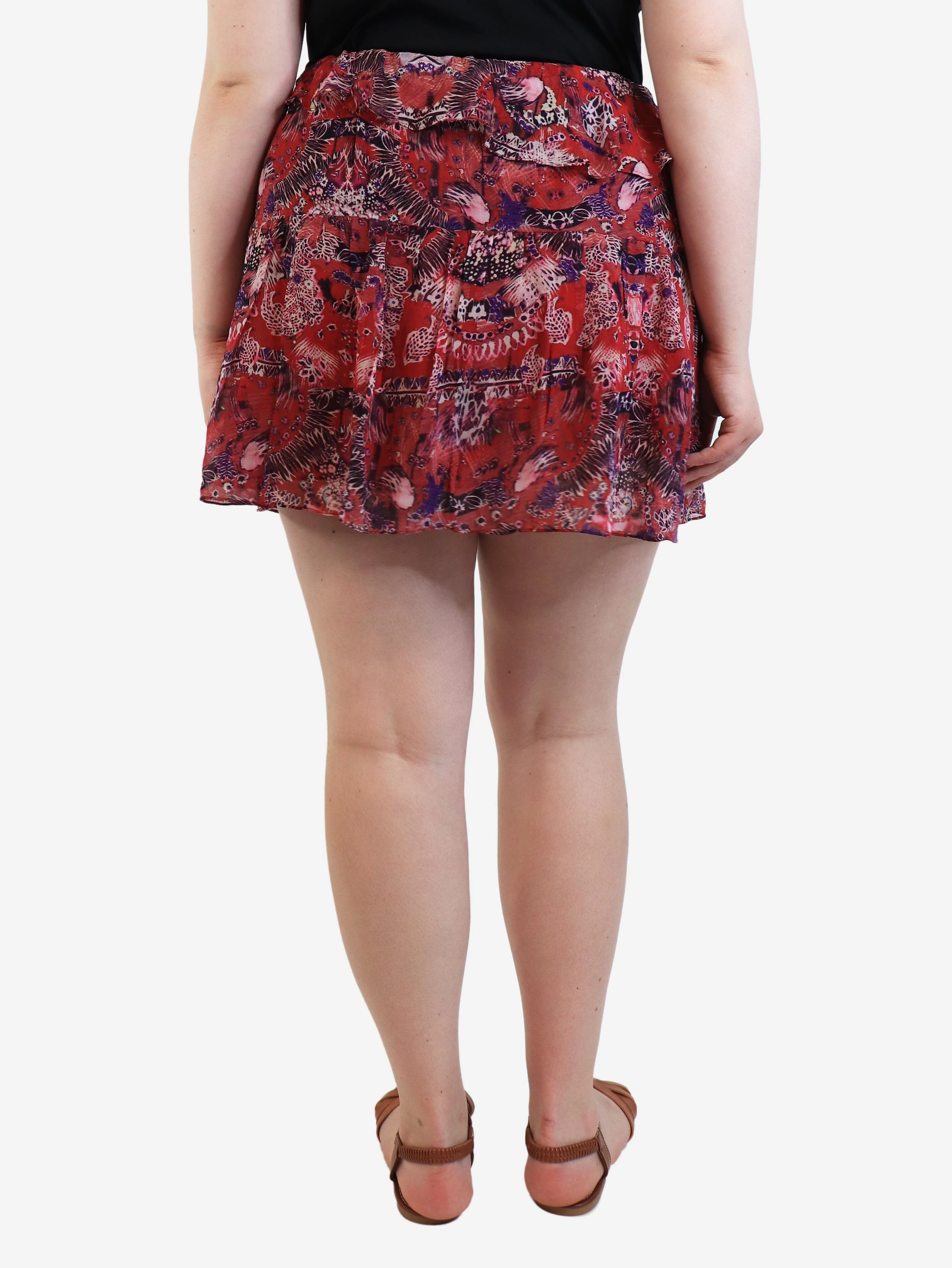 Red floral printed mini skirt - size UK 12 - Image 3