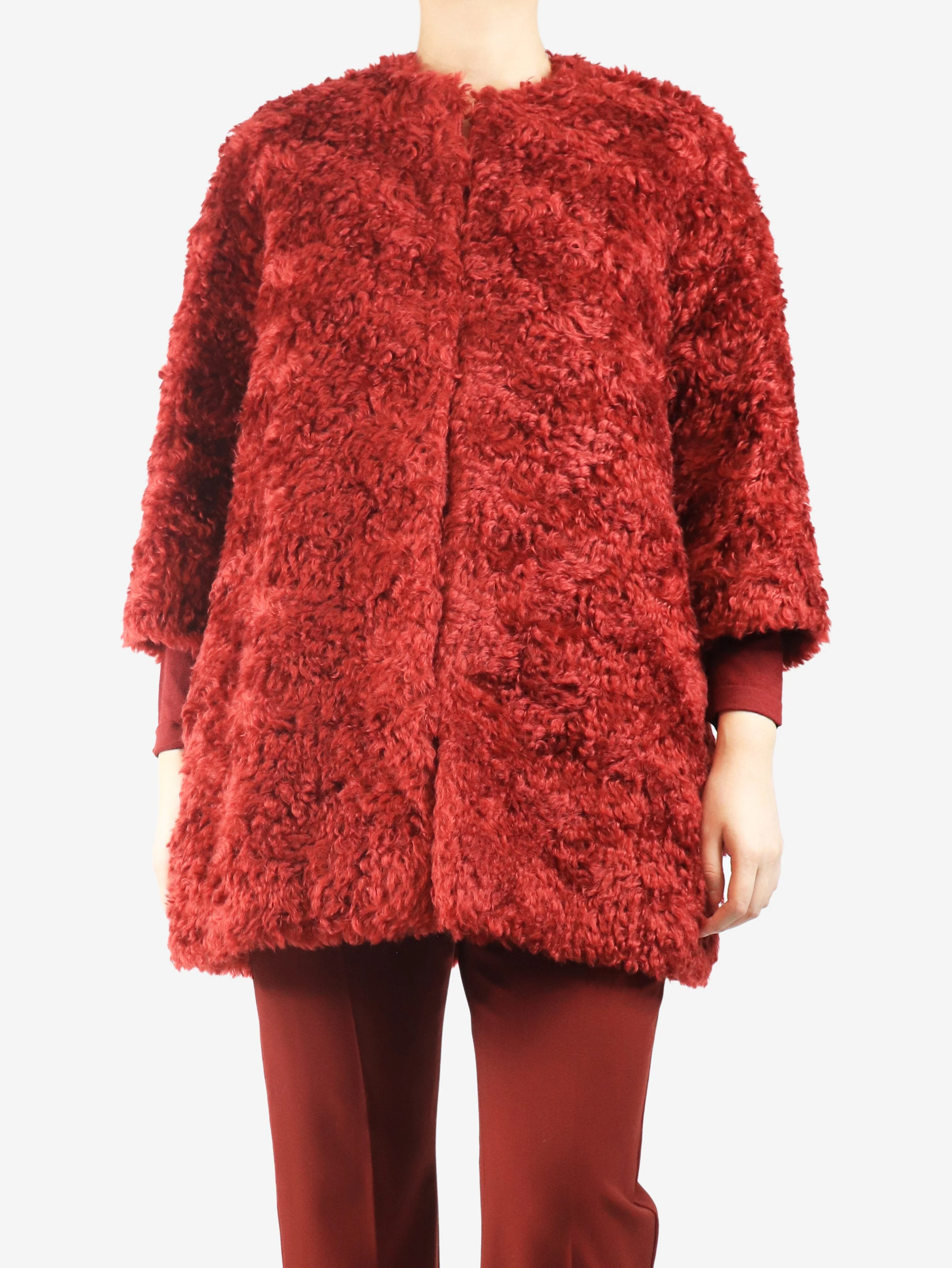 Red mohair coat - size UK 10